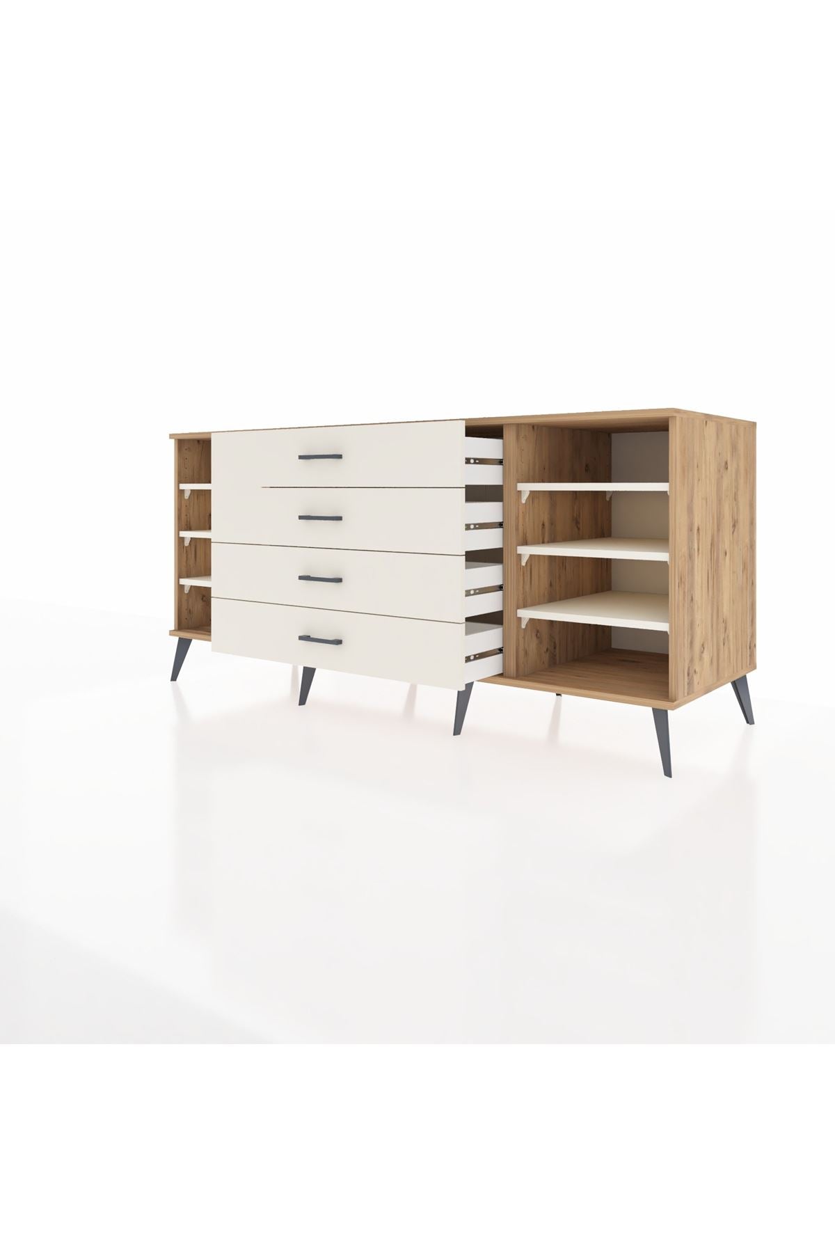Kronos Konsol 6 Raflı 4 Çekmeceli 176x59x83 - S610M045V22C