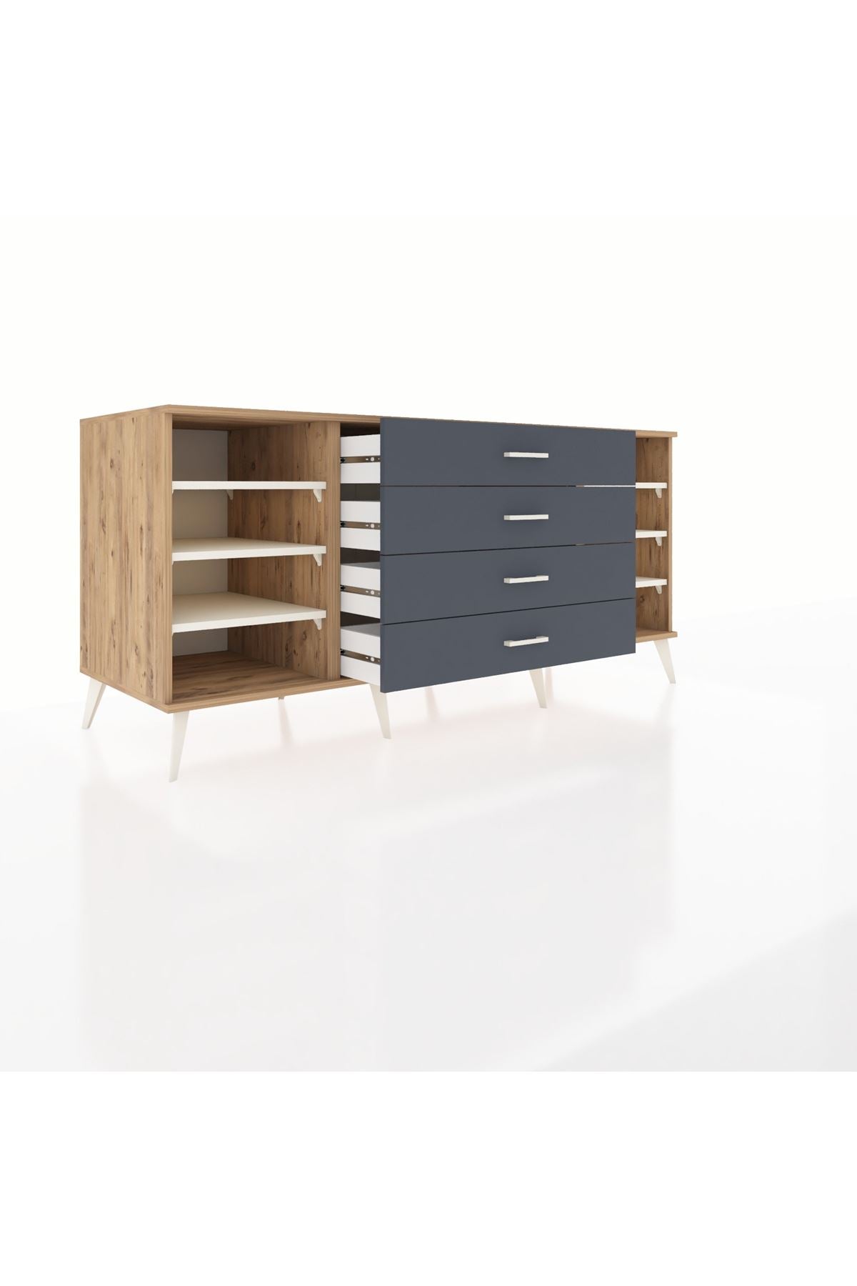 Kronos Konsol 6 Raflı 4 Çekmeceli 176x59x83 - S610M045V23C