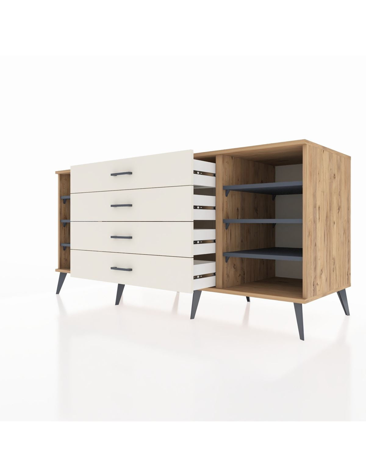 Kronos Konsol 6 Raflı 4 Çekmeceli 176x59x83 - S610M045V25C