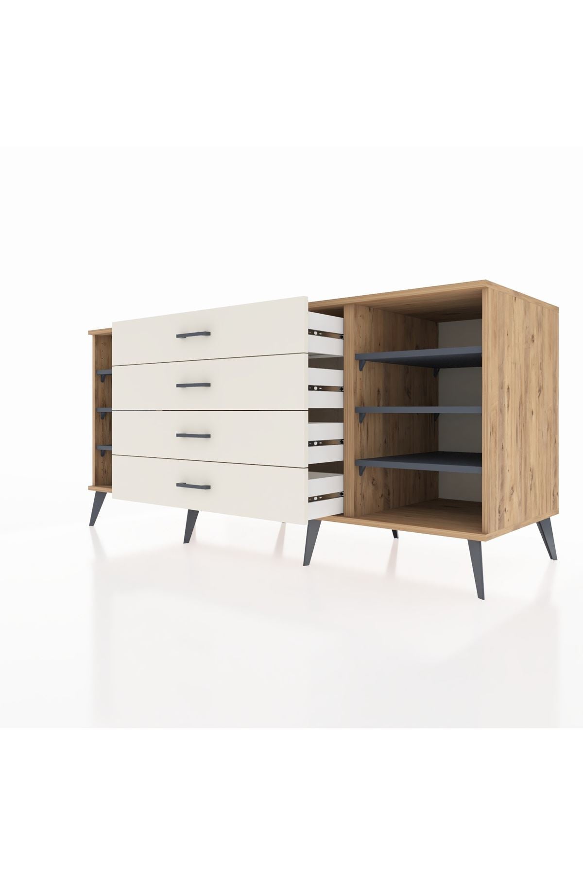 Kronos Konsol 6 Raflı 4 Çekmeceli 176x59x83 - S610M045V25C