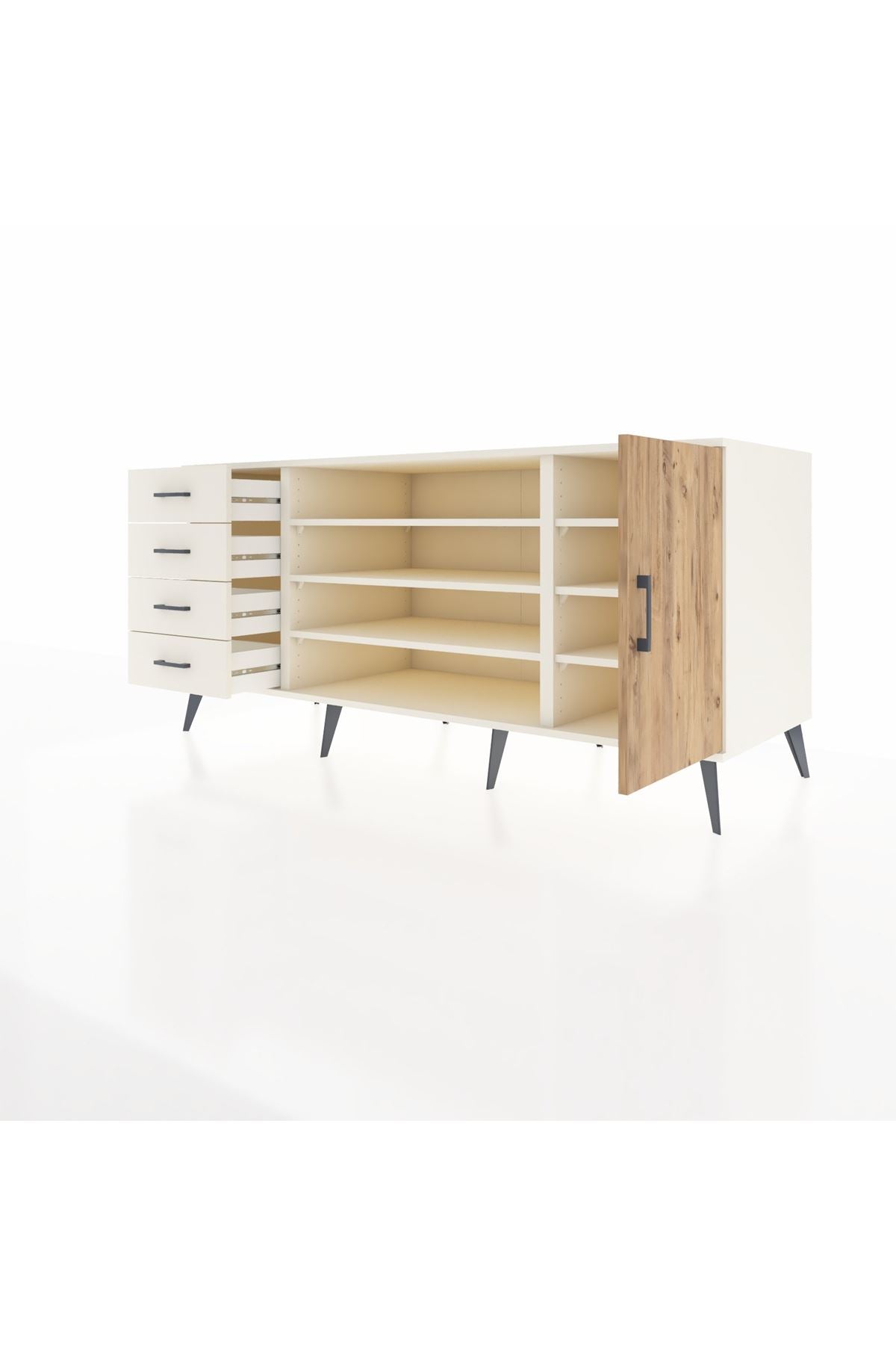 Kronos Konsol 6 Raflı 4 Çekmeceli Tek Kapaklı 176x59x83 - S610M048V01C