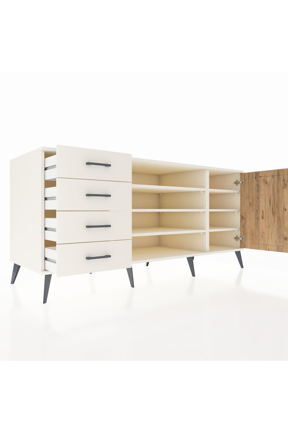Kronos Konsol 6 Raflı 4 Çekmeceli Tek Kapaklı 176x59x83 - S610M048V01C