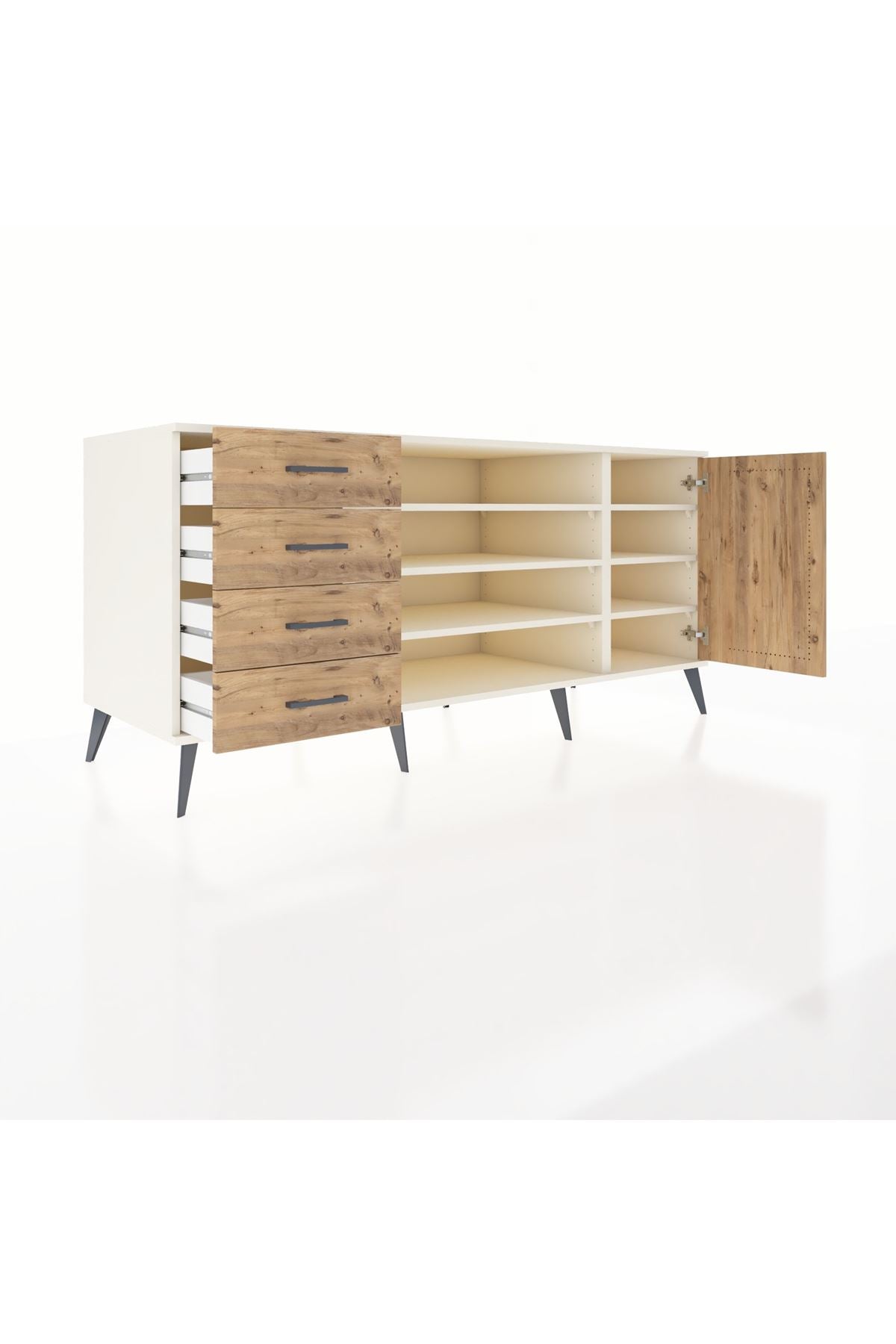 Kronos Konsol 6 Raflı 4 Çekmeceli Tek Kapaklı 176x59x83 - S610M048V03C