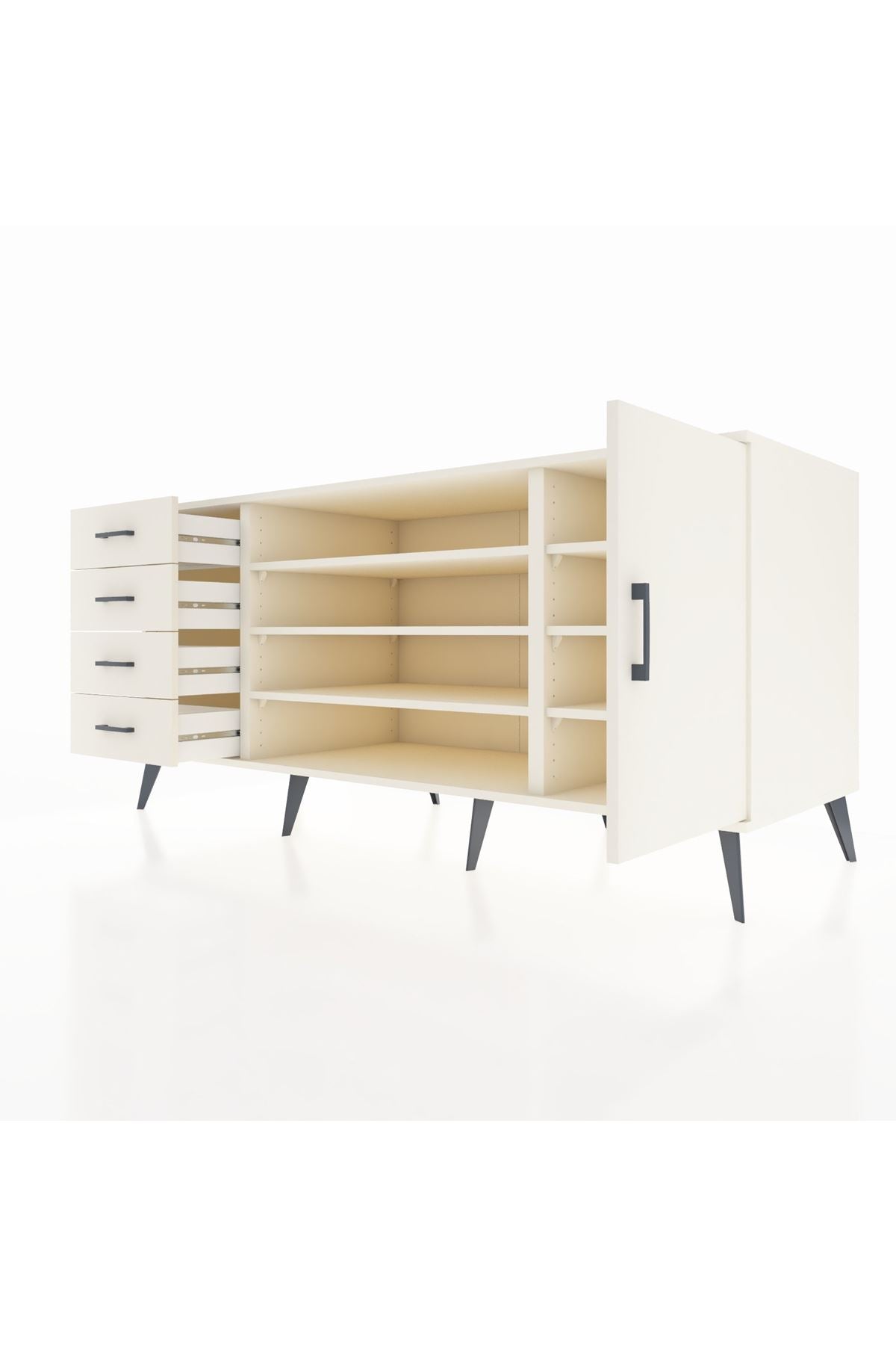 Kronos Konsol 6 Raflı 4 Çekmeceli Tek Kapaklı 176x59x83 - S610M048V04C
