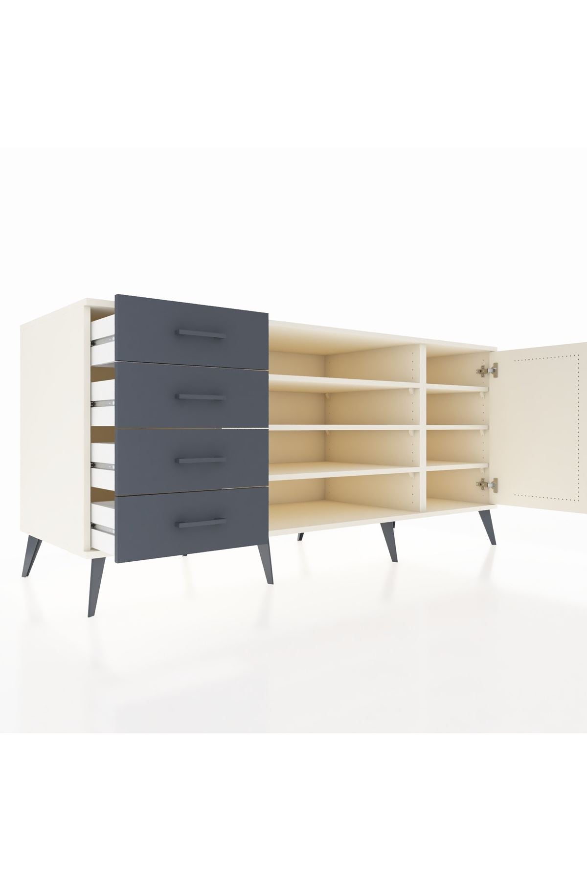 Kronos Konsol 6 Raflı 4 Çekmeceli Tek Kapaklı 176x59x83 - S610M048V05C