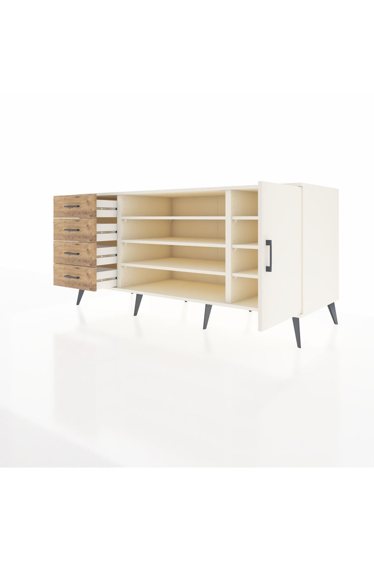Kronos Konsol 6 Raflı 4 Çekmeceli Tek Kapaklı 176x59x83 - S610M048V06C
