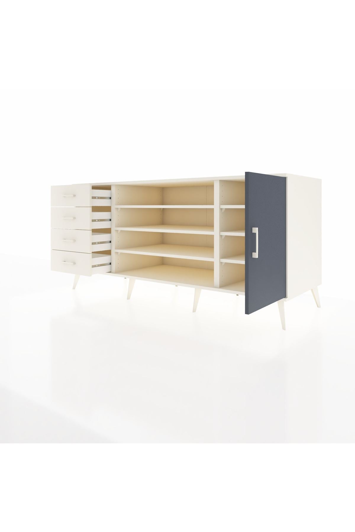 Kronos Konsol 6 Raflı 4 Çekmeceli Tek Kapaklı 176x59x83 - S610M048V07C