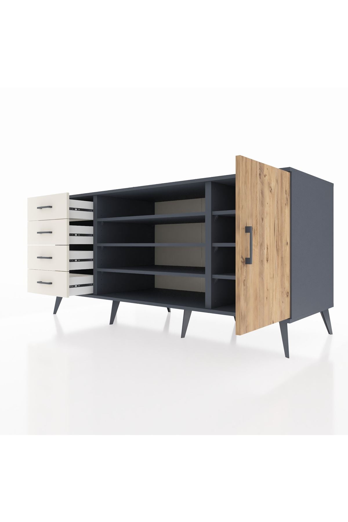 Kronos Konsol 6 Raflı 4 Çekmeceli Tek Kapaklı 176x59x83 - S610M048V10C