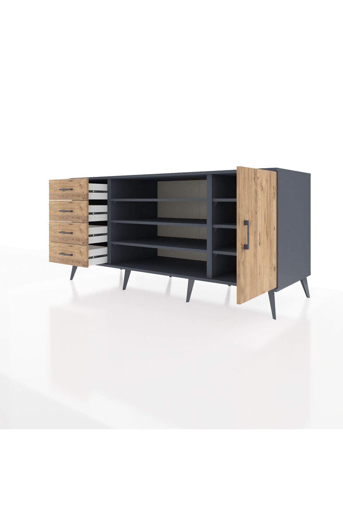 Kronos Konsol 6 Raflı 4 Çekmeceli Tek Kapaklı 176x59x83 - S610M048V12C