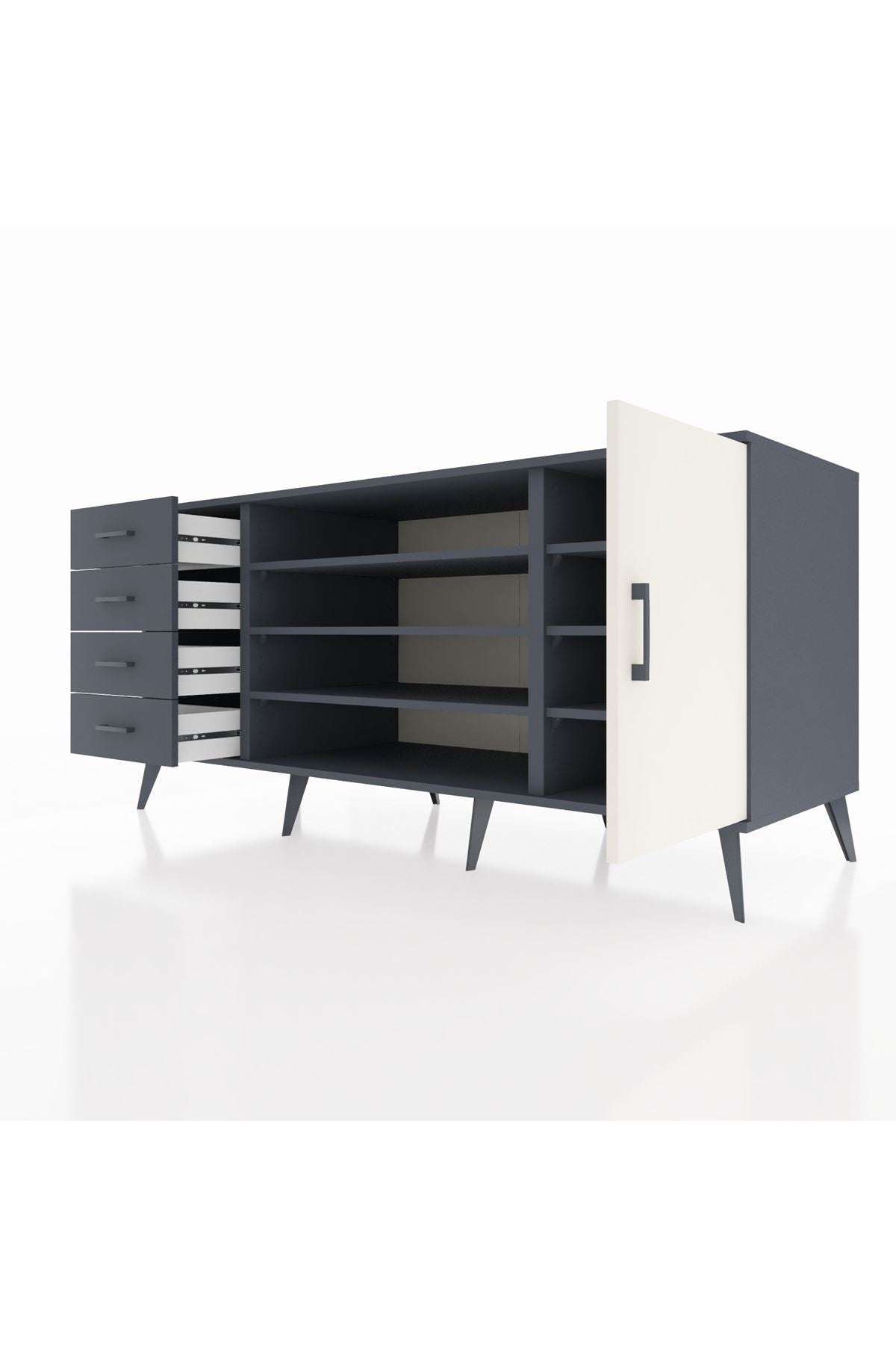 Kronos Konsol 6 Raflı 4 Çekmeceli Tek Kapaklı 176x59x83 - S610M048V14C