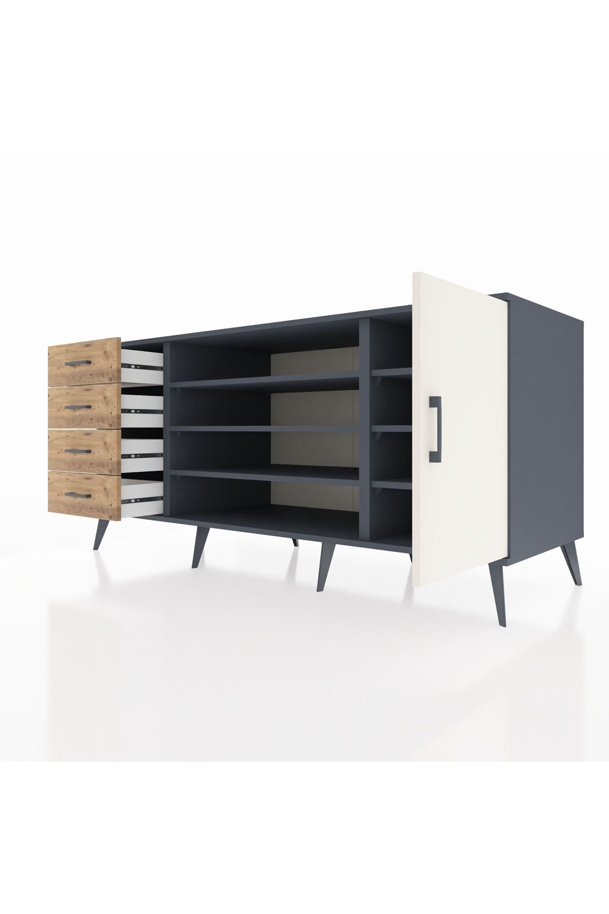 Kronos Konsol 6 Raflı 4 Çekmeceli Tek Kapaklı 176x59x83 - S610M048V15C