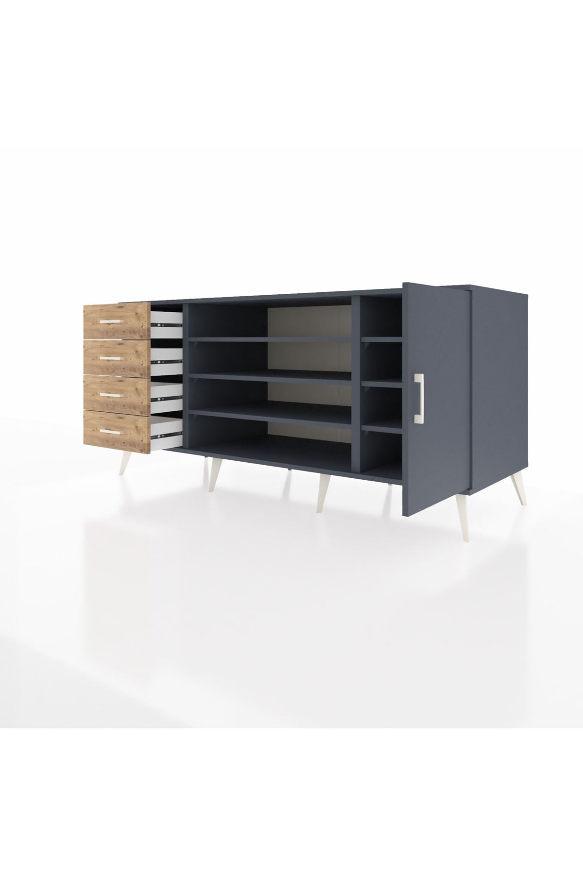 Kronos Konsol 6 Raflı 4 Çekmeceli Tek Kapaklı 176x59x83 - S610M048V18C
