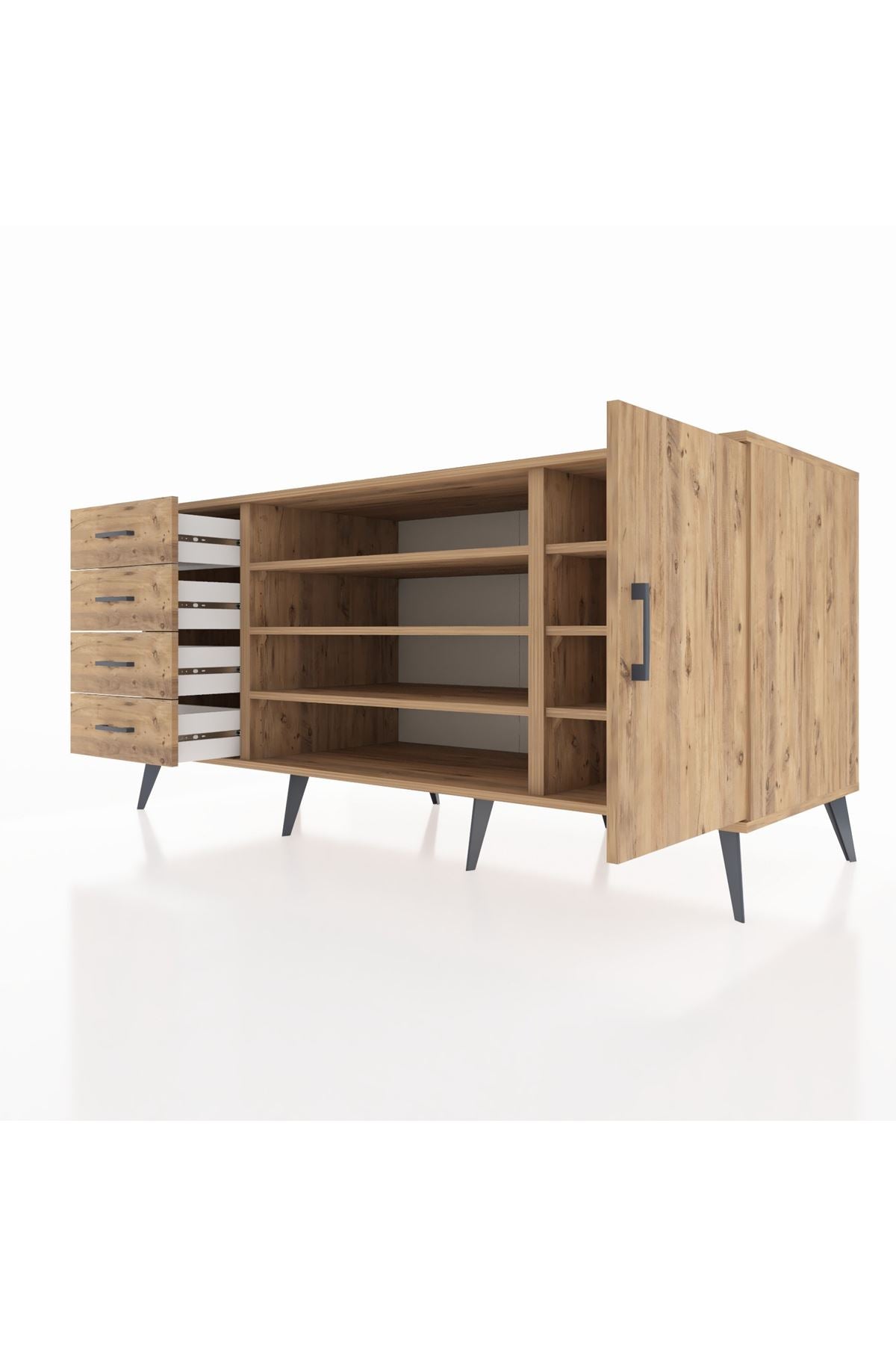 Kronos Konsol 6 Raflı 4 Çekmeceli Tek Kapaklı 176x59x83 - S610M048V21C