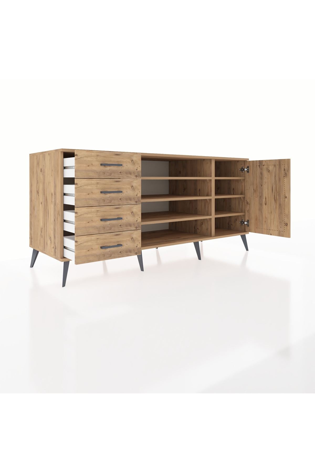 Kronos Konsol 6 Raflı 4 Çekmeceli Tek Kapaklı 176x59x83 - S610M048V21C