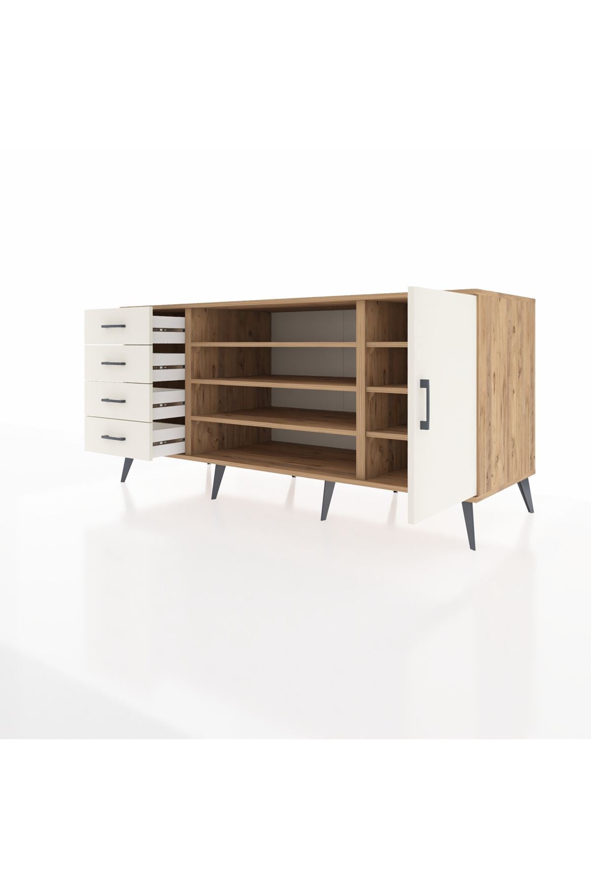 Kronos Konsol 6 Raflı 4 Çekmeceli Tek Kapaklı 176x59x83 - S610M048V22C