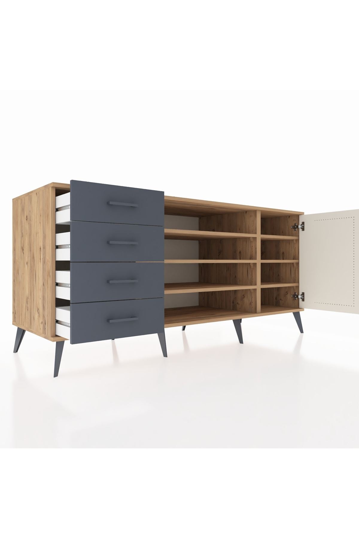 Kronos Konsol 6 Raflı 4 Çekmeceli Tek Kapaklı 176x59x83 - S610M048V23C