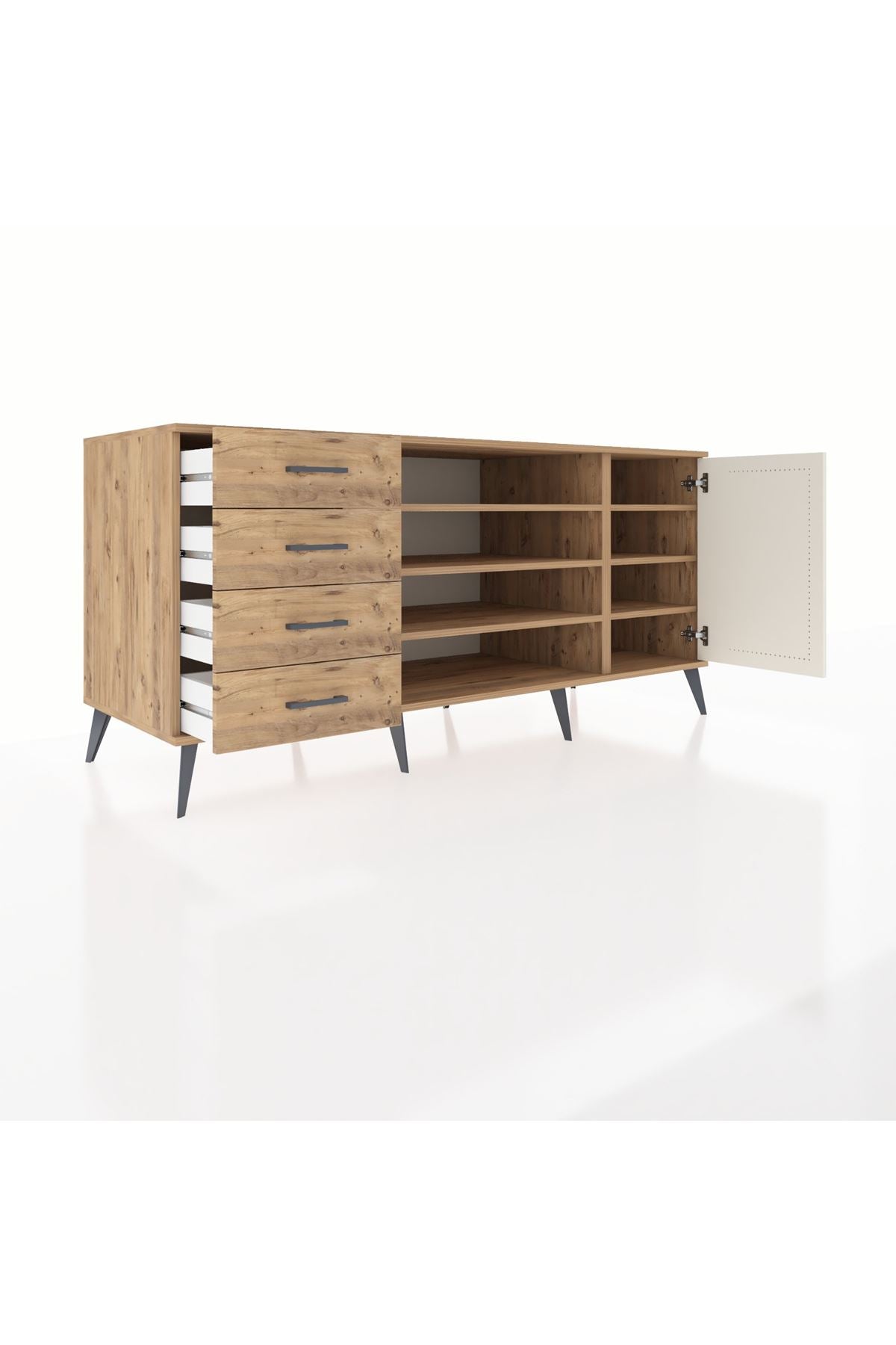 Kronos Konsol 6 Raflı 4 Çekmeceli Tek Kapaklı 176x59x83 - S610M048V24C