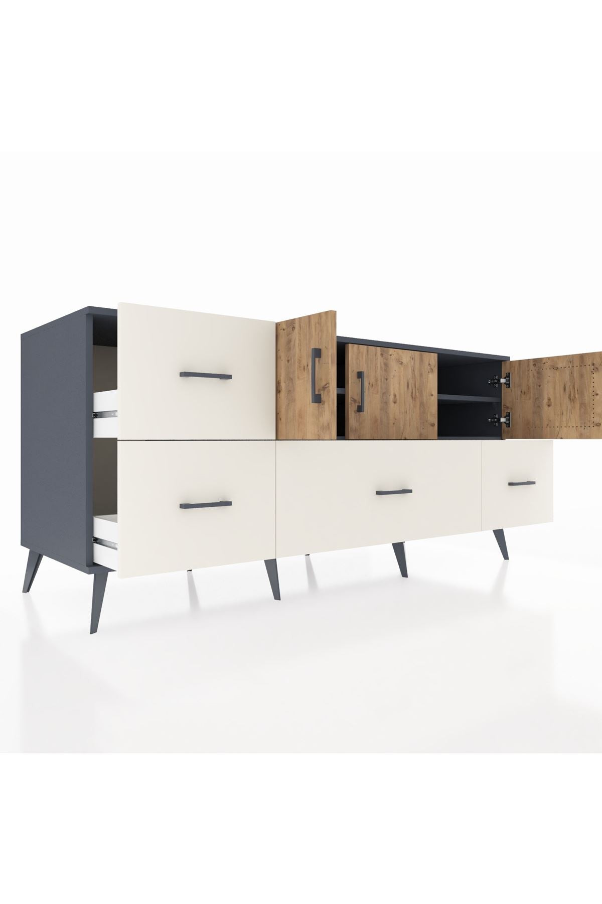 Kronos Konsol 4 Raflı 4 Çekmeceli 3 Kapaklı 176x59x83 - S610M050V10C