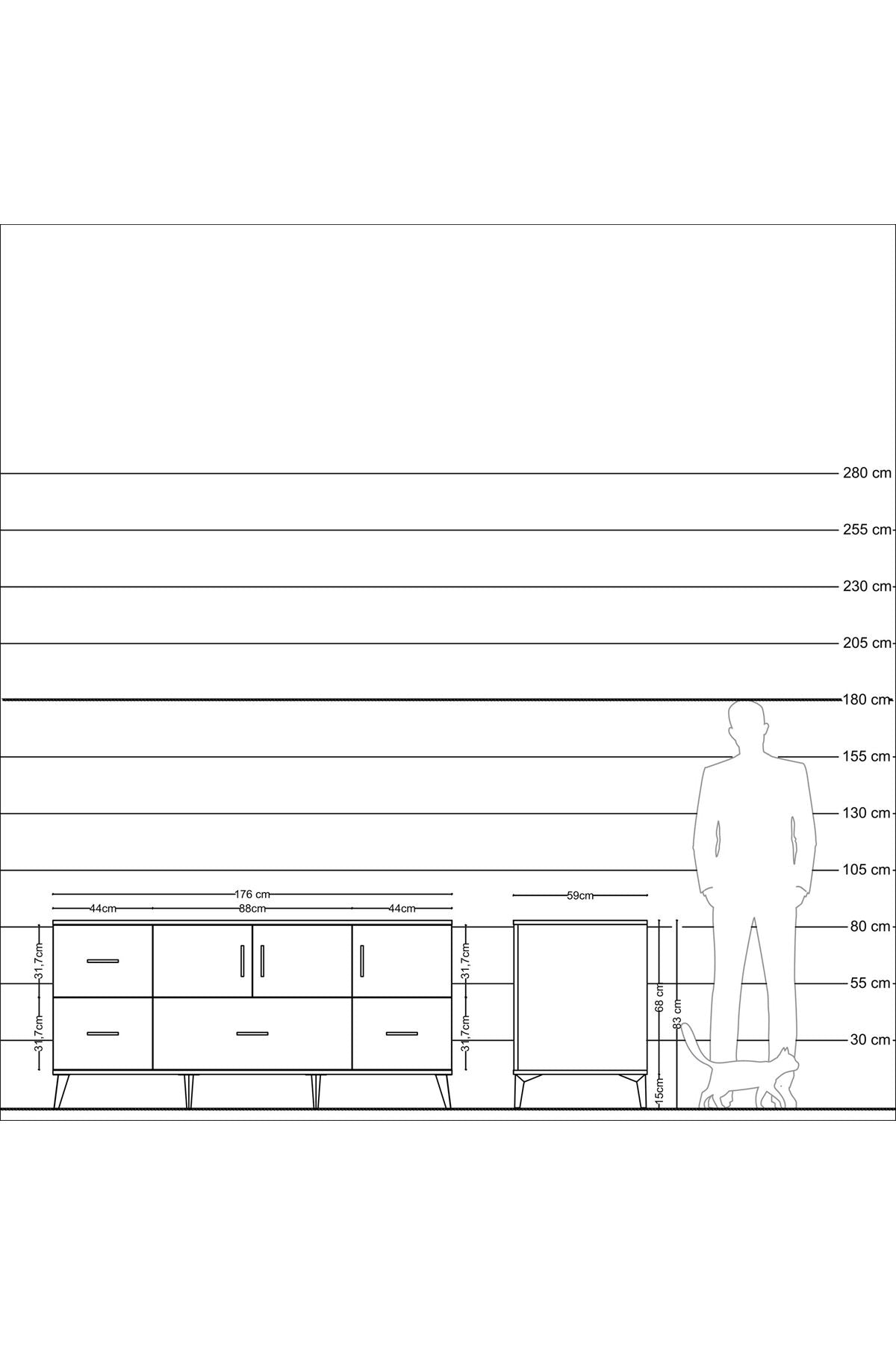 Kronos Konsol 4 Raflı 4 Çekmeceli 3 Kapaklı 176x59x83 - S610M050V11C