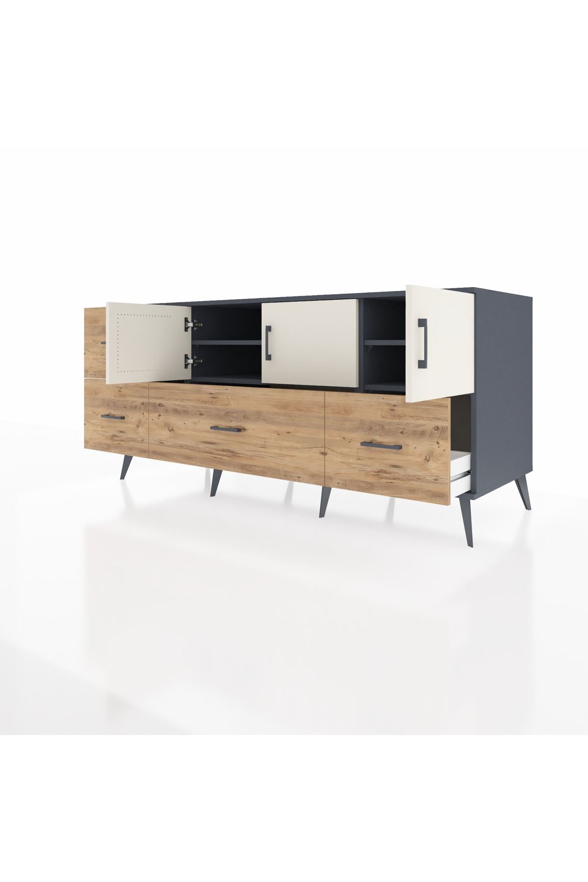 Kronos Konsol 4 Raflı 4 Çekmeceli 3 Kapaklı 176x59x83 - S610M050V15C