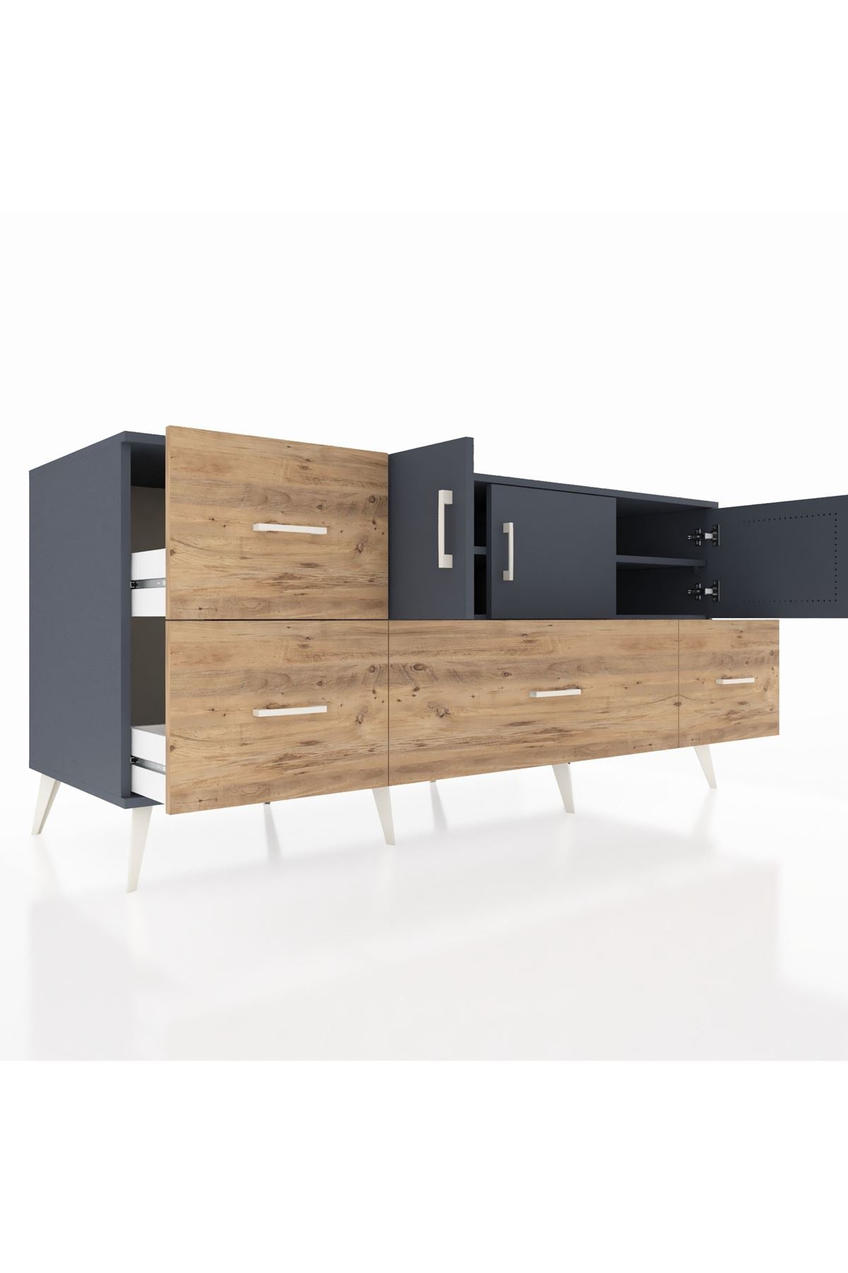 Kronos Konsol 4 Raflı 4 Çekmeceli 3 Kapaklı 176x59x83 - S610M050V18C