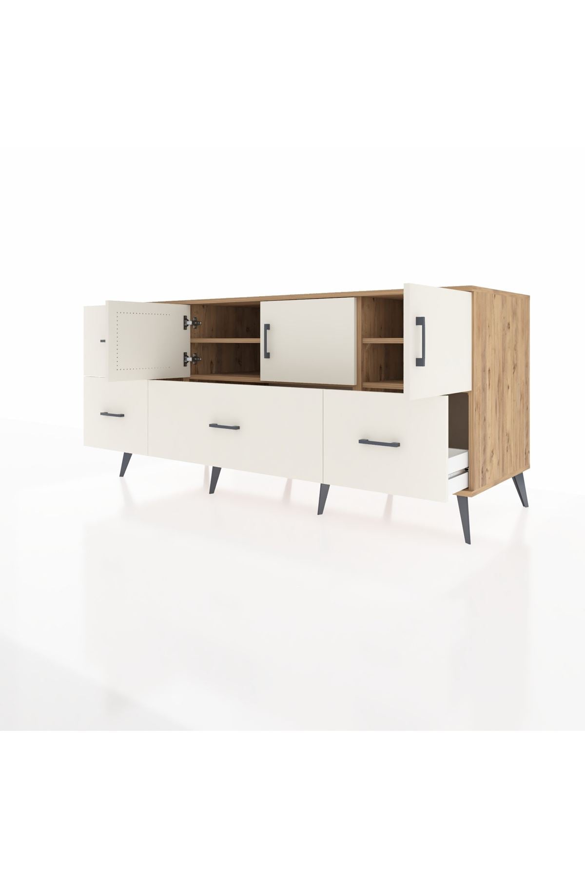 Kronos Konsol 4 Raflı 4 Çekmeceli 3 Kapaklı 176x59x83 - S610M050V22C