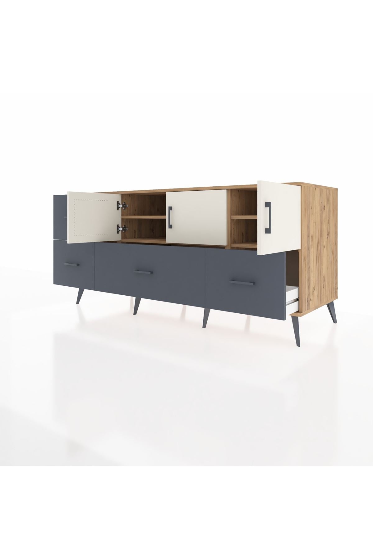 Kronos Konsol 4 Raflı 4 Çekmeceli 3 Kapaklı 176x59x83 - S610M050V23C