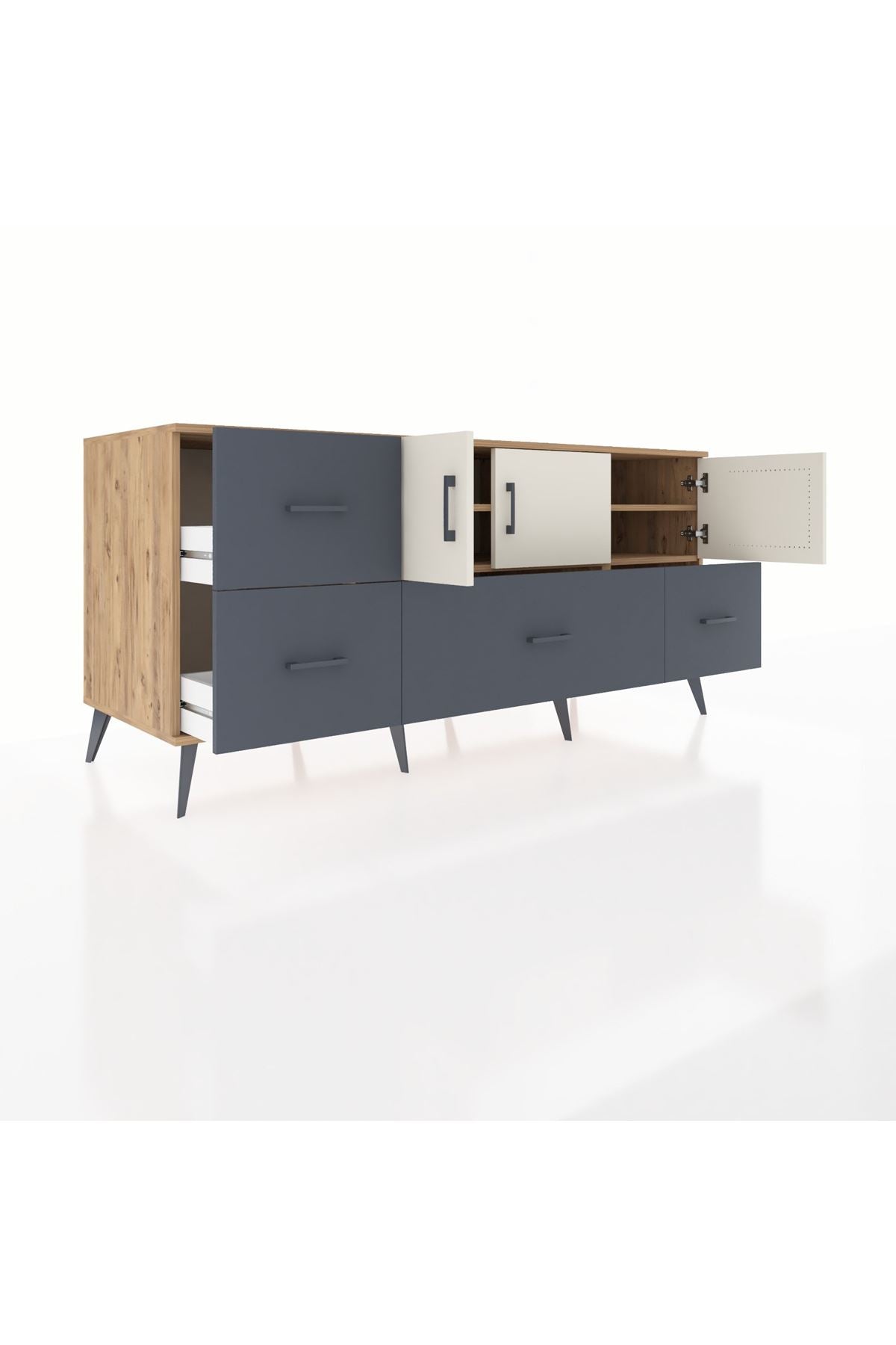 Kronos Konsol 4 Raflı 4 Çekmeceli 3 Kapaklı 176x59x83 - S610M050V23C