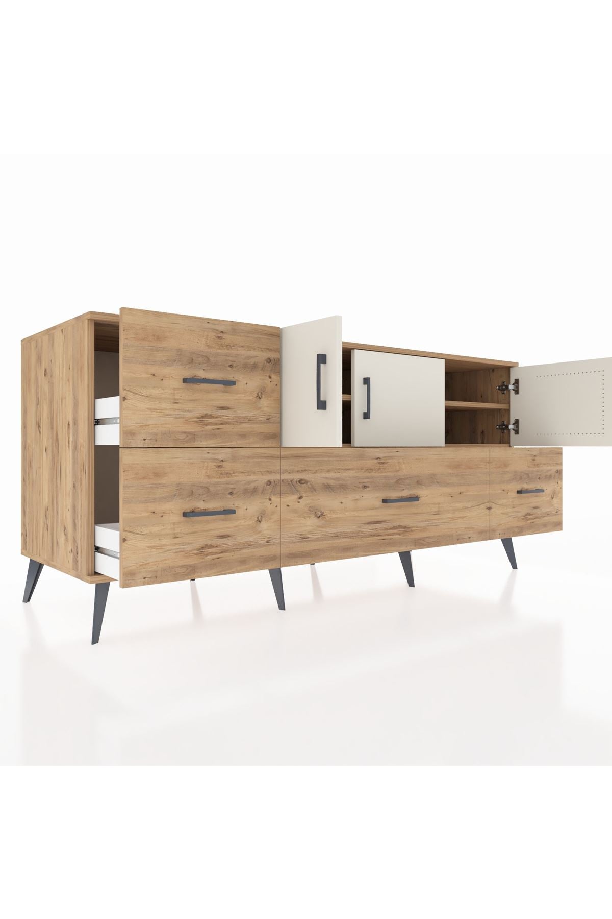 Kronos Konsol 4 Raflı 4 Çekmeceli 3 Kapaklı 176x59x83 - S610M050V24C
