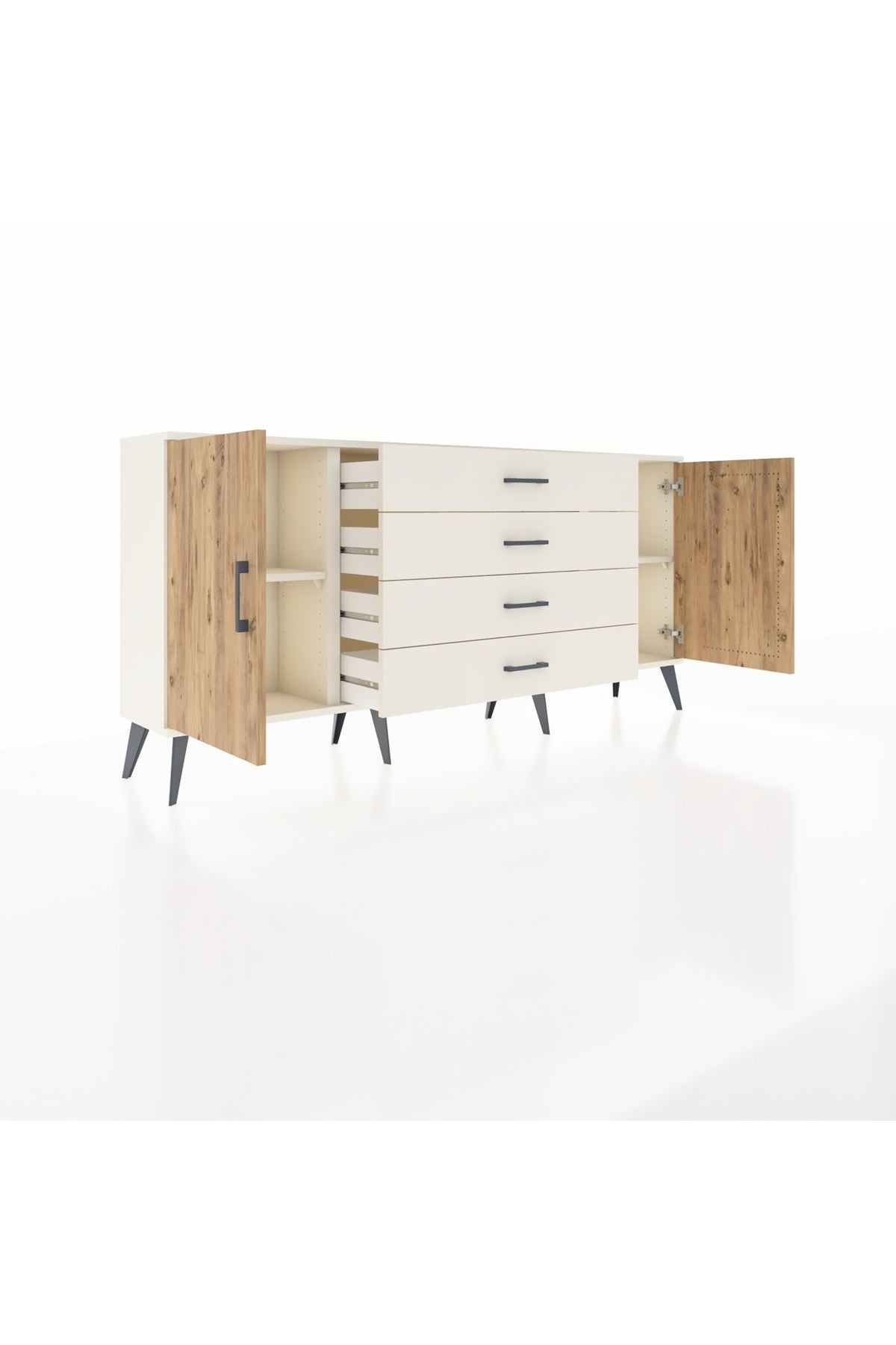 Arges Konsol 2 Raflı 4 Çekmeceli 2 Kapaklı 176x30x83 - S148M001V01A