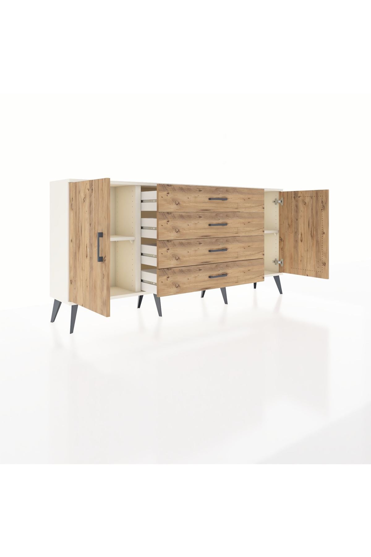 Arges Konsol 2 Raflı 4 Çekmeceli 2 Kapaklı 176x30x83 - S148M001V03A