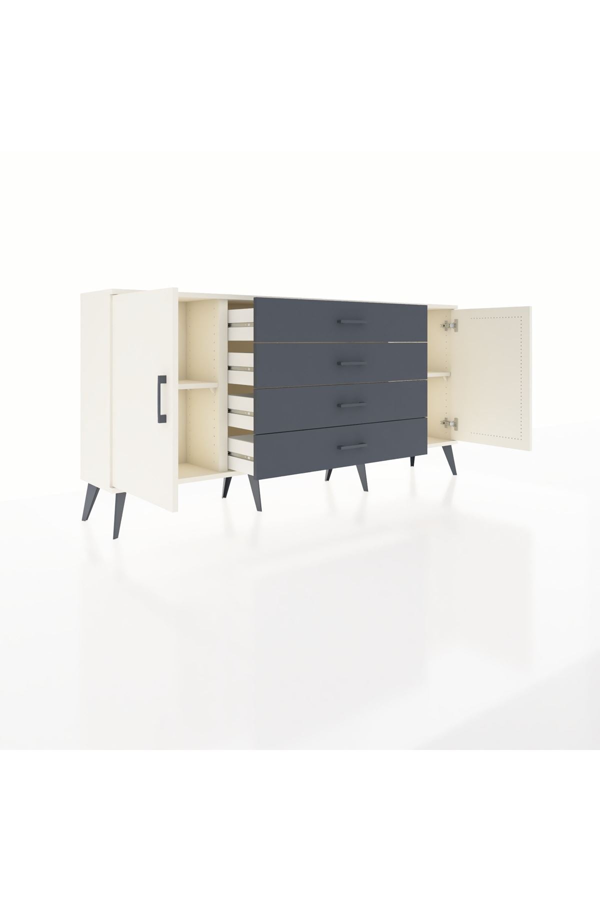 Arges Konsol 2 Raflı 4 Çekmeceli 2 Kapaklı 176x30x83 - S148M001V05A