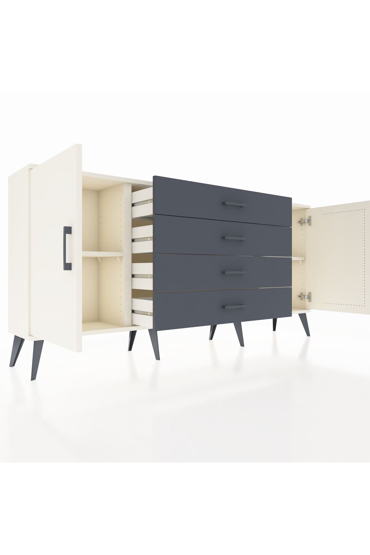 Arges Konsol 2 Raflı 4 Çekmeceli 2 Kapaklı 176x30x83 - S148M001V05A