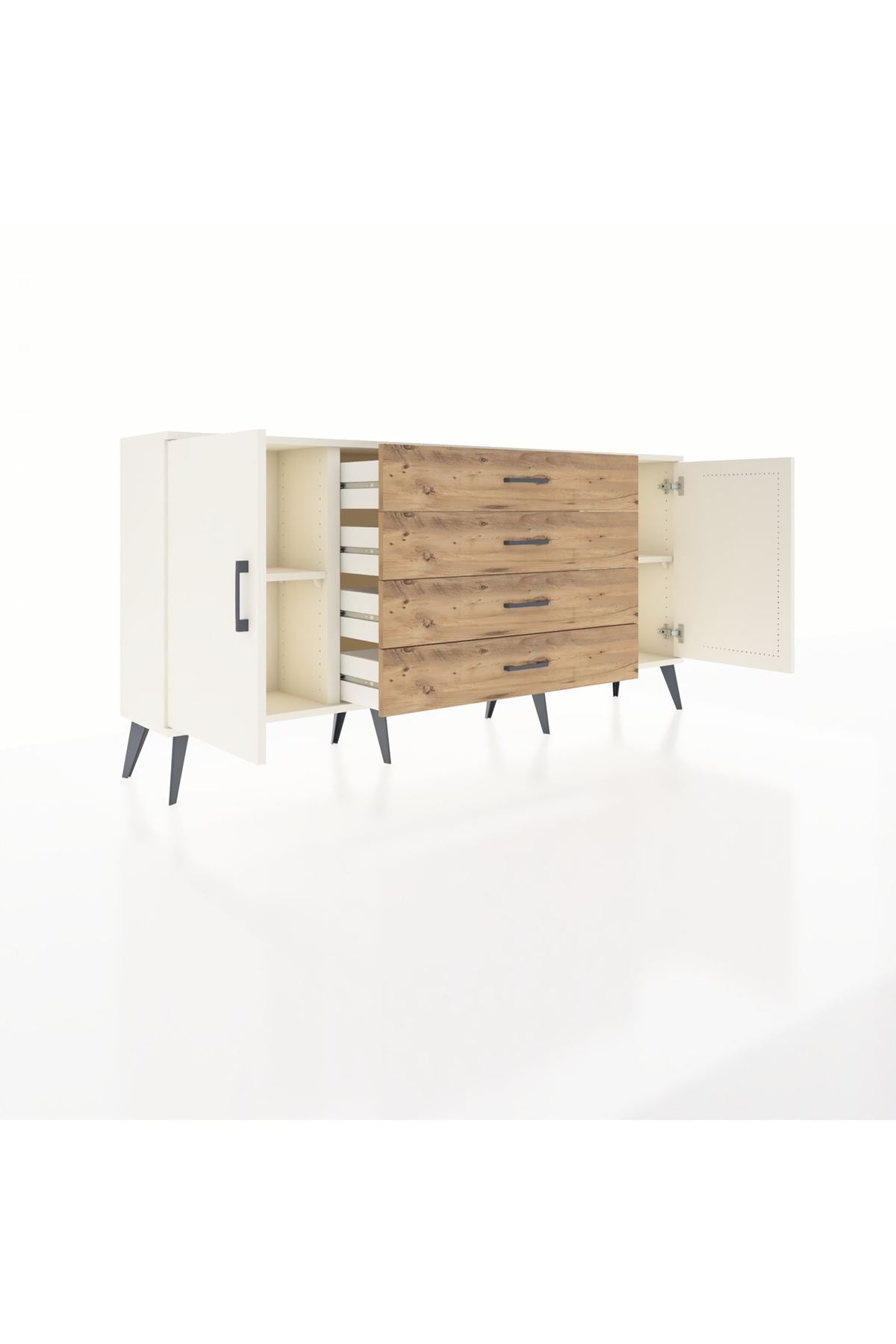 Arges Konsol 2 Raflı 4 Çekmeceli 2 Kapaklı 176x30x83 - S148M001V06A