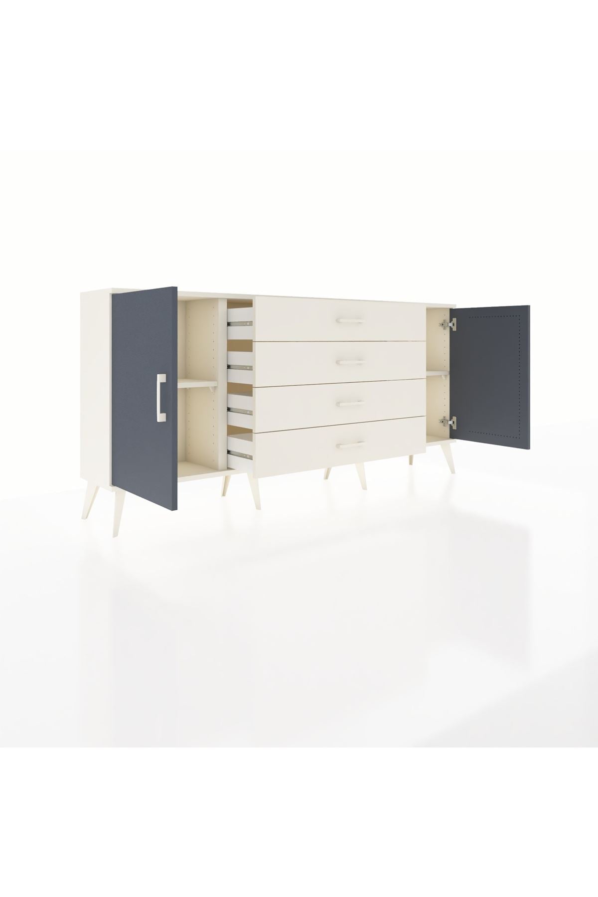 Arges Konsol 2 Raflı 4 Çekmeceli 2 Kapaklı 176x30x83 - S148M001V07A