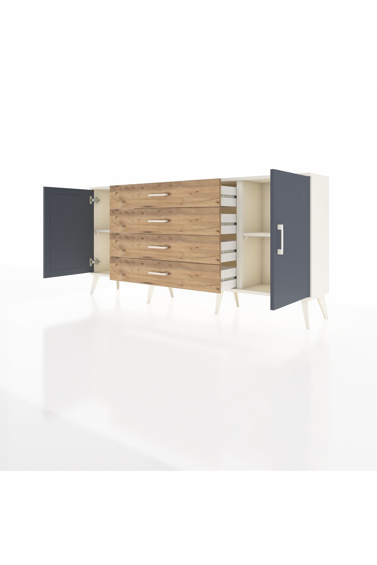 Arges Konsol 2 Raflı 4 Çekmeceli 2 Kapaklı 176x30x83 - S148M001V09A