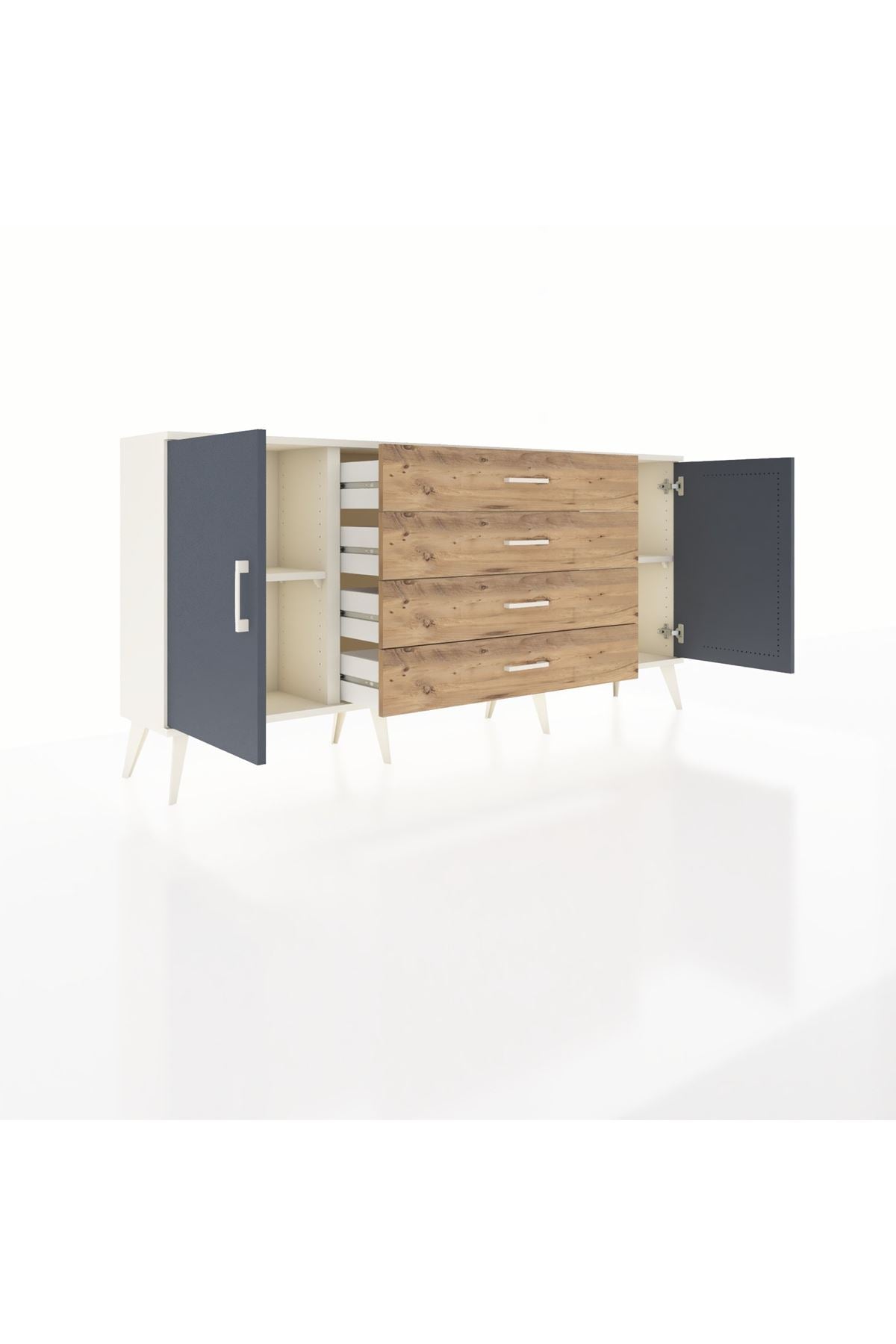 Arges Konsol 2 Raflı 4 Çekmeceli 2 Kapaklı 176x30x83 - S148M001V09A