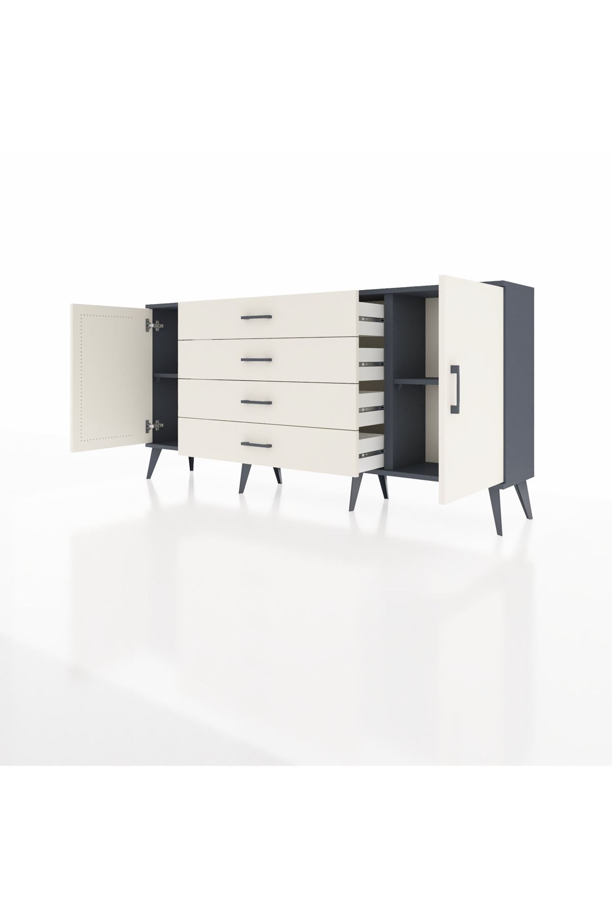 Arges Konsol 2 Raflı 4 Çekmeceli 2 Kapaklı 176x30x83 - S148M001V13A