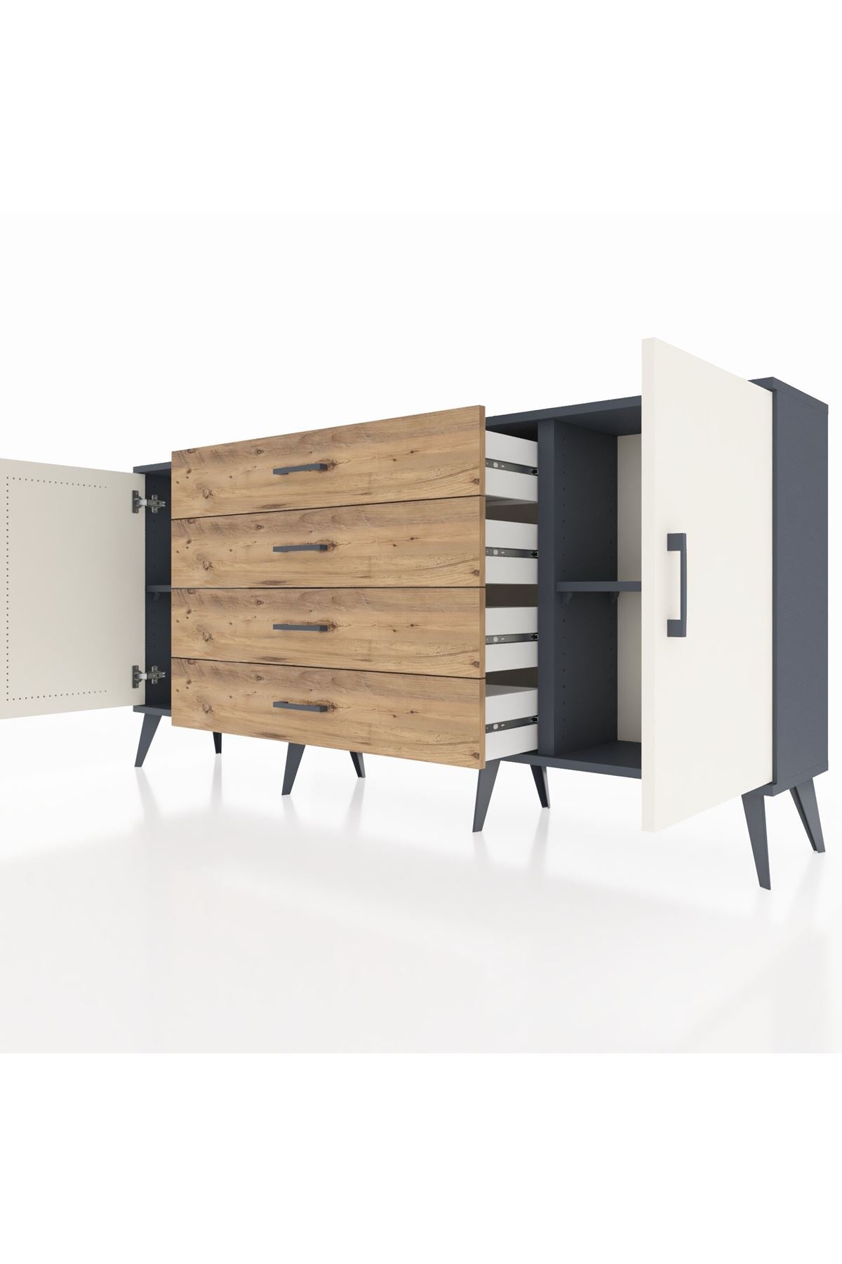 Arges Konsol 2 Raflı 4 Çekmeceli 2 Kapaklı 176x30x83 - S148M001V15A
