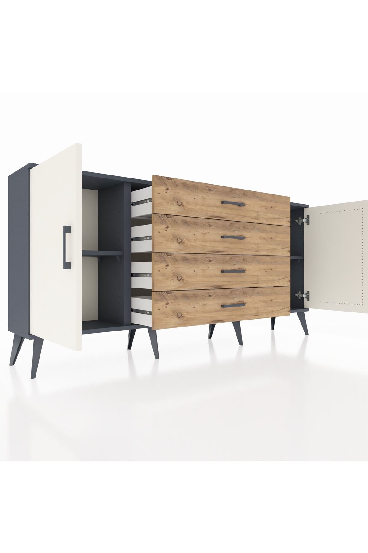 Arges Konsol 2 Raflı 4 Çekmeceli 2 Kapaklı 176x30x83 - S148M001V15A