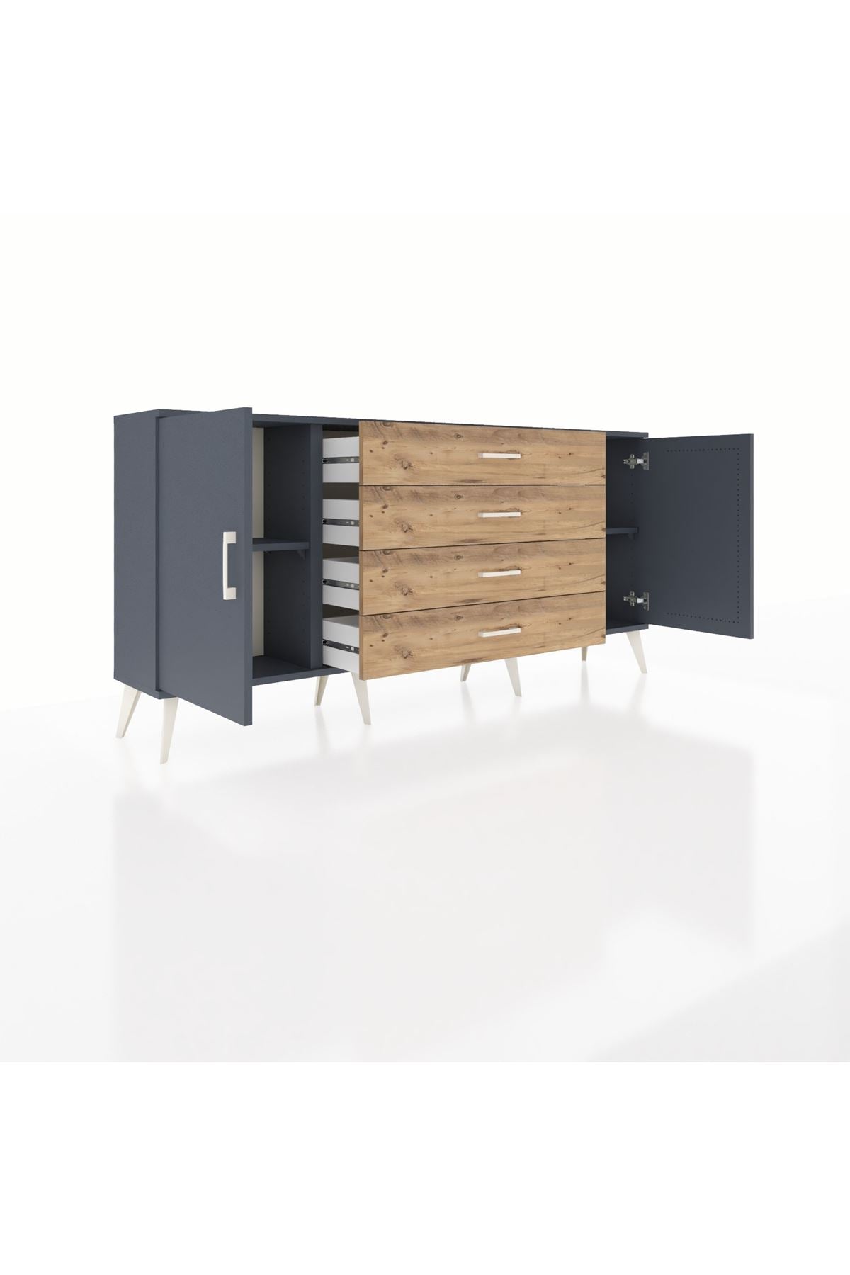 Arges Konsol 2 Raflı 4 Çekmeceli 2 Kapaklı 176x30x83 - S148M001V18A