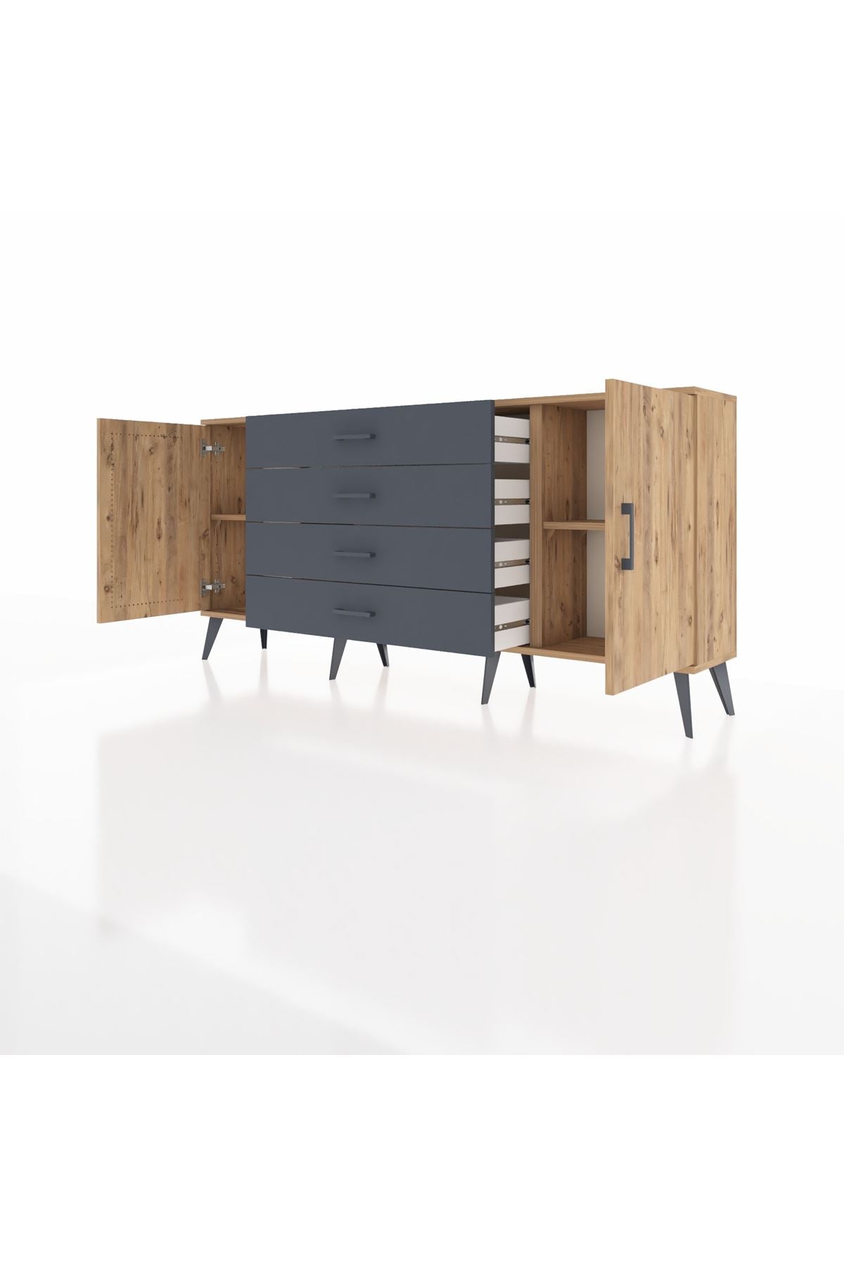 Arges Konsol 2 Raflı 4 Çekmeceli 2 Kapaklı 176x30x83 - S148M001V20A