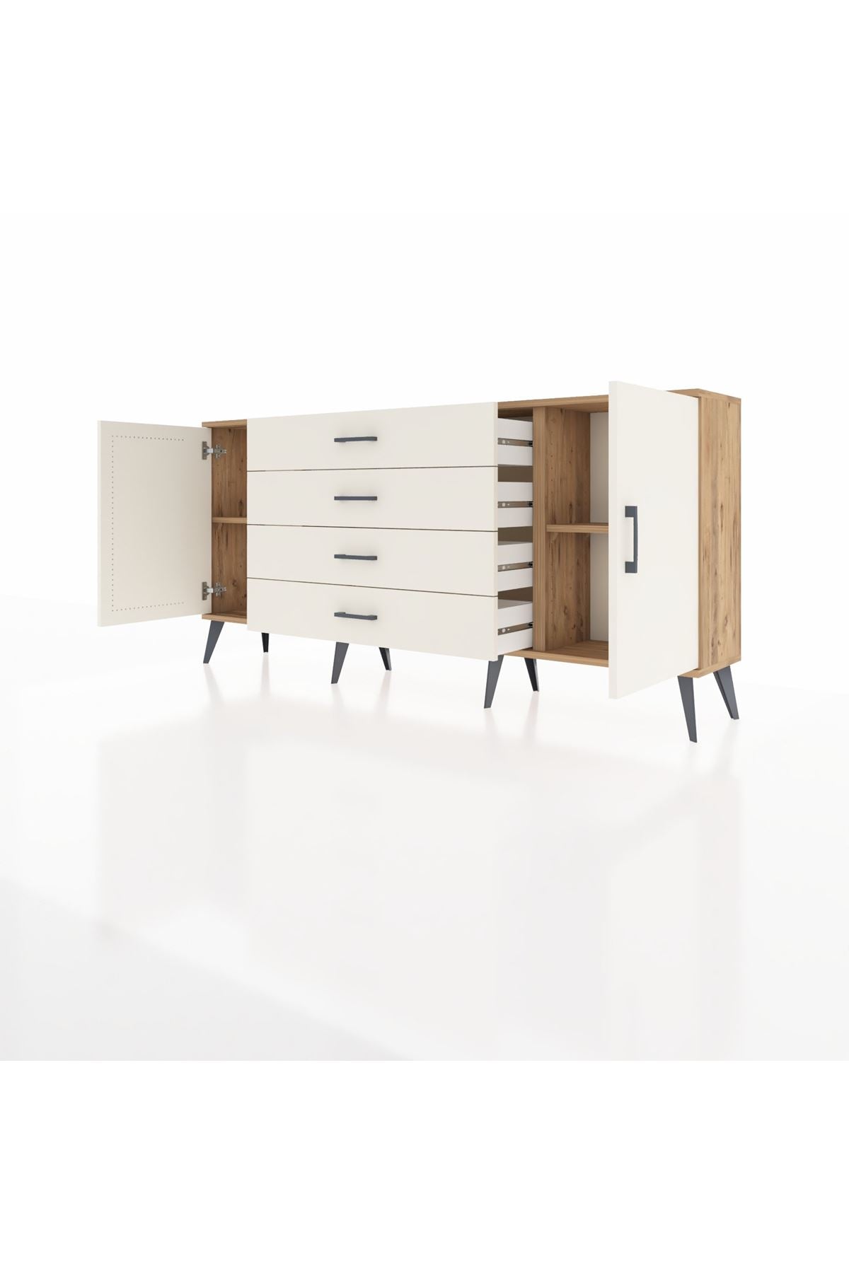 Arges Konsol 2 Raflı 4 Çekmeceli 2 Kapaklı 176x30x83 - S148M001V22A