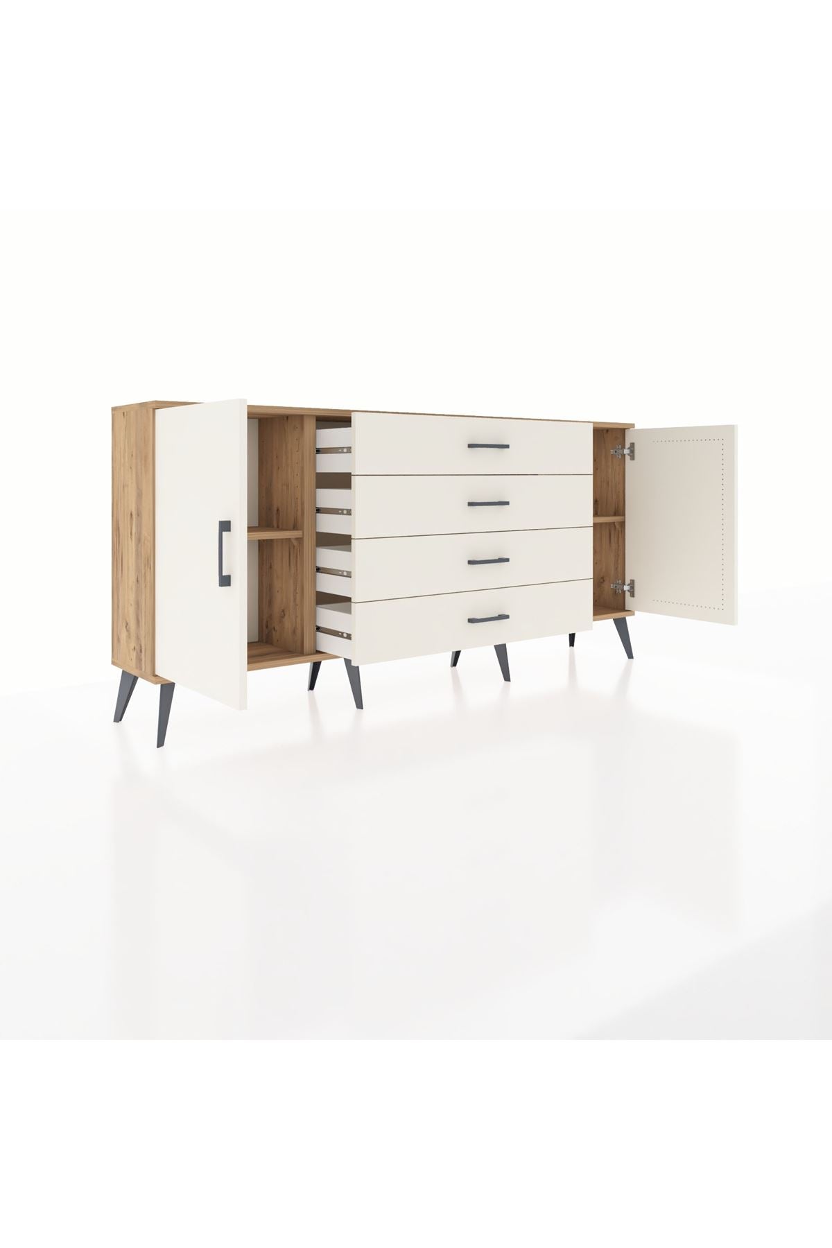 Arges Konsol 2 Raflı 4 Çekmeceli 2 Kapaklı 176x30x83 - S148M001V22A