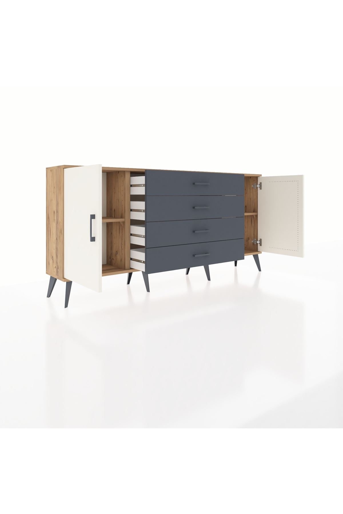 Arges Konsol 2 Raflı 4 Çekmeceli 2 Kapaklı 176x30x83 - S148M001V23A
