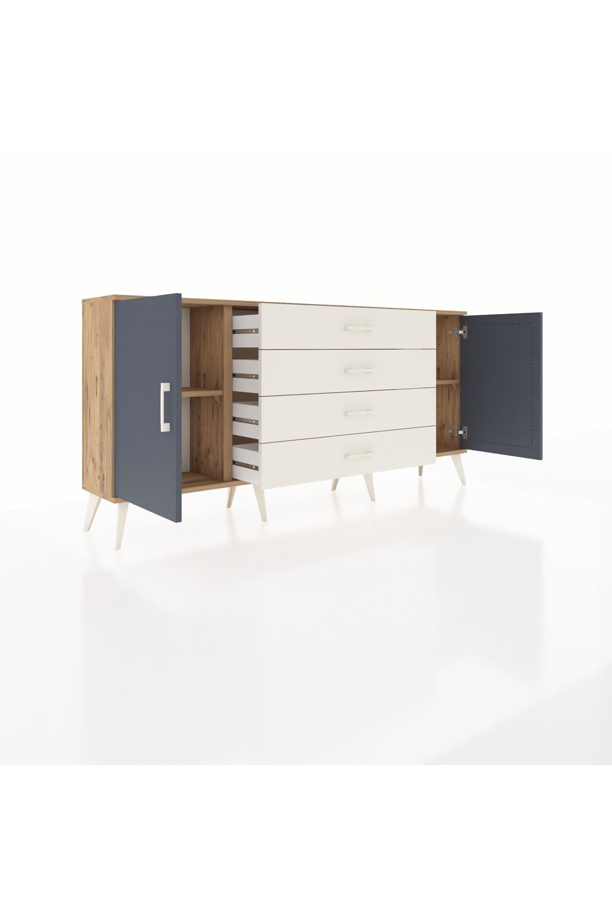 Arges Konsol 2 Raflı 4 Çekmeceli 2 Kapaklı 176x30x83 - S148M001V25A
