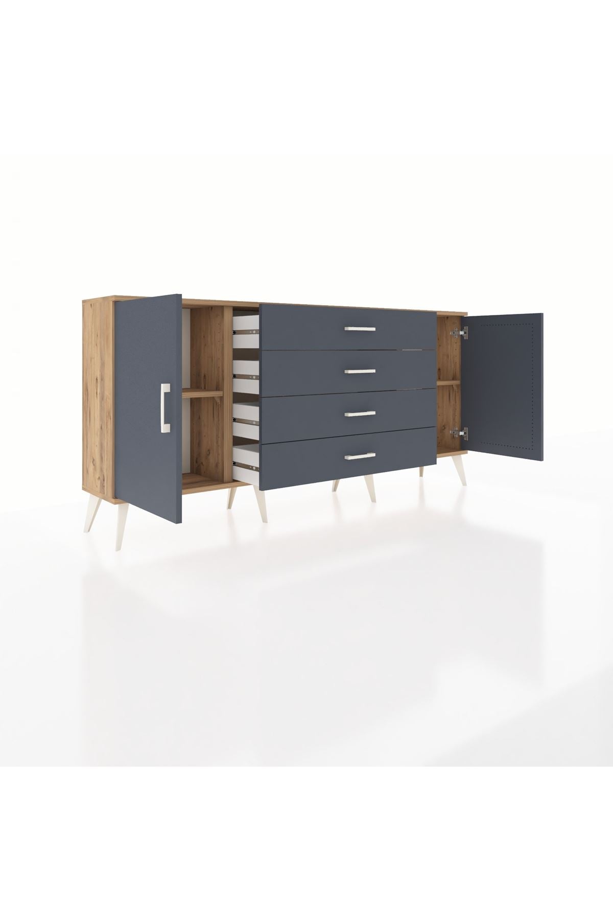 Arges Konsol 2 Raflı 4 Çekmeceli 2 Kapaklı 176x30x83 - S148M001V26A