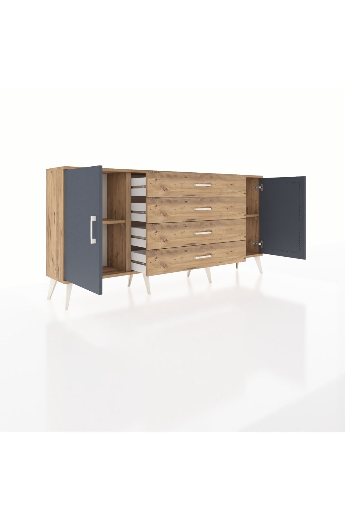 Arges Konsol 2 Raflı 4 Çekmeceli 2 Kapaklı 176x30x83 - S148M001V27A