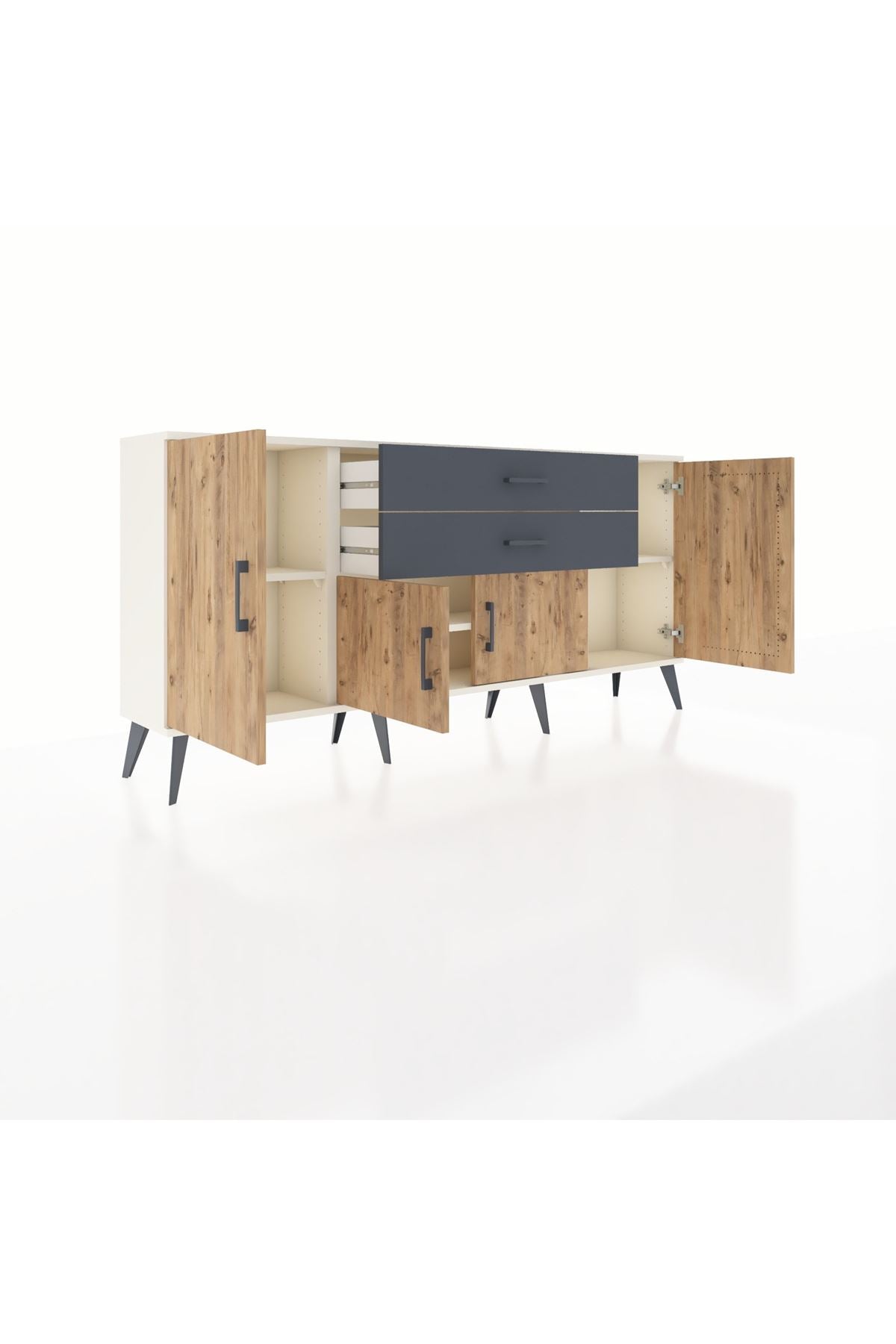 Arges Konsol 3 Raflı 2 Çekmeceli 4 Kapaklı 176x30x83 - S148M002V02A