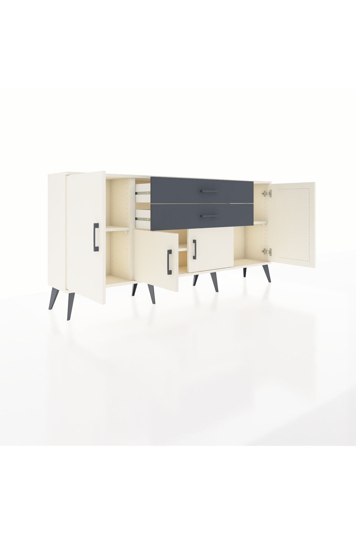 Arges Konsol 3 Raflı 2 Çekmeceli 4 Kapaklı 176x30x83 - S148M002V05A